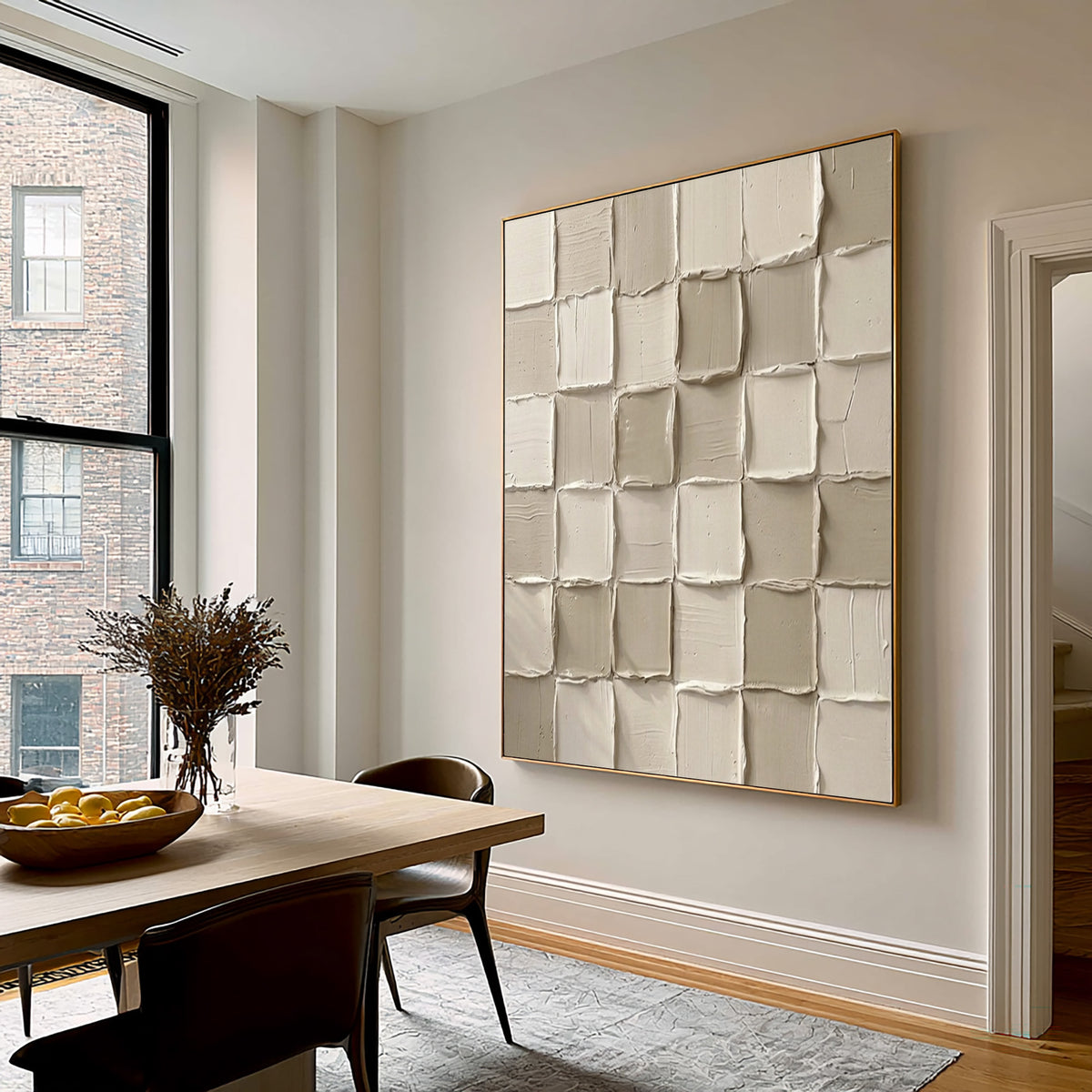 Fragments Finding Their Rhythm Large Textured Ivory Abstract Wall Art Modular Relief Artwork
