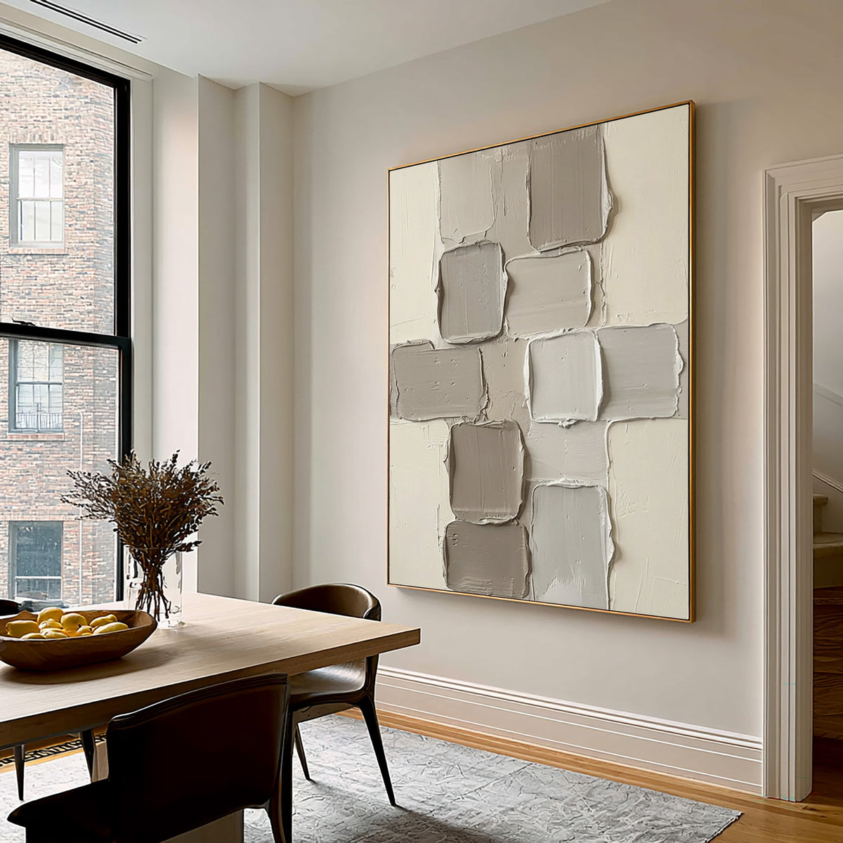 Fragments Suspended In Soft Light Large Neutral Abstract Wall Art Textured Sculptural Relief Painting