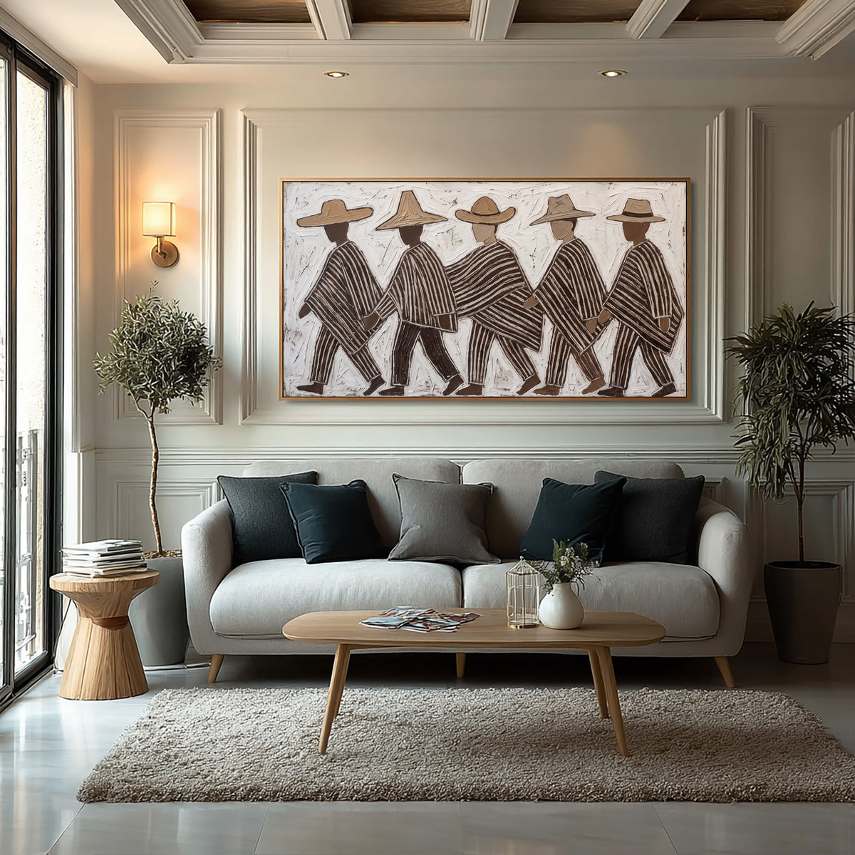 Folk Art Painting, Southwestern Figurative Wall Art, Hand Painted Textured Artwork