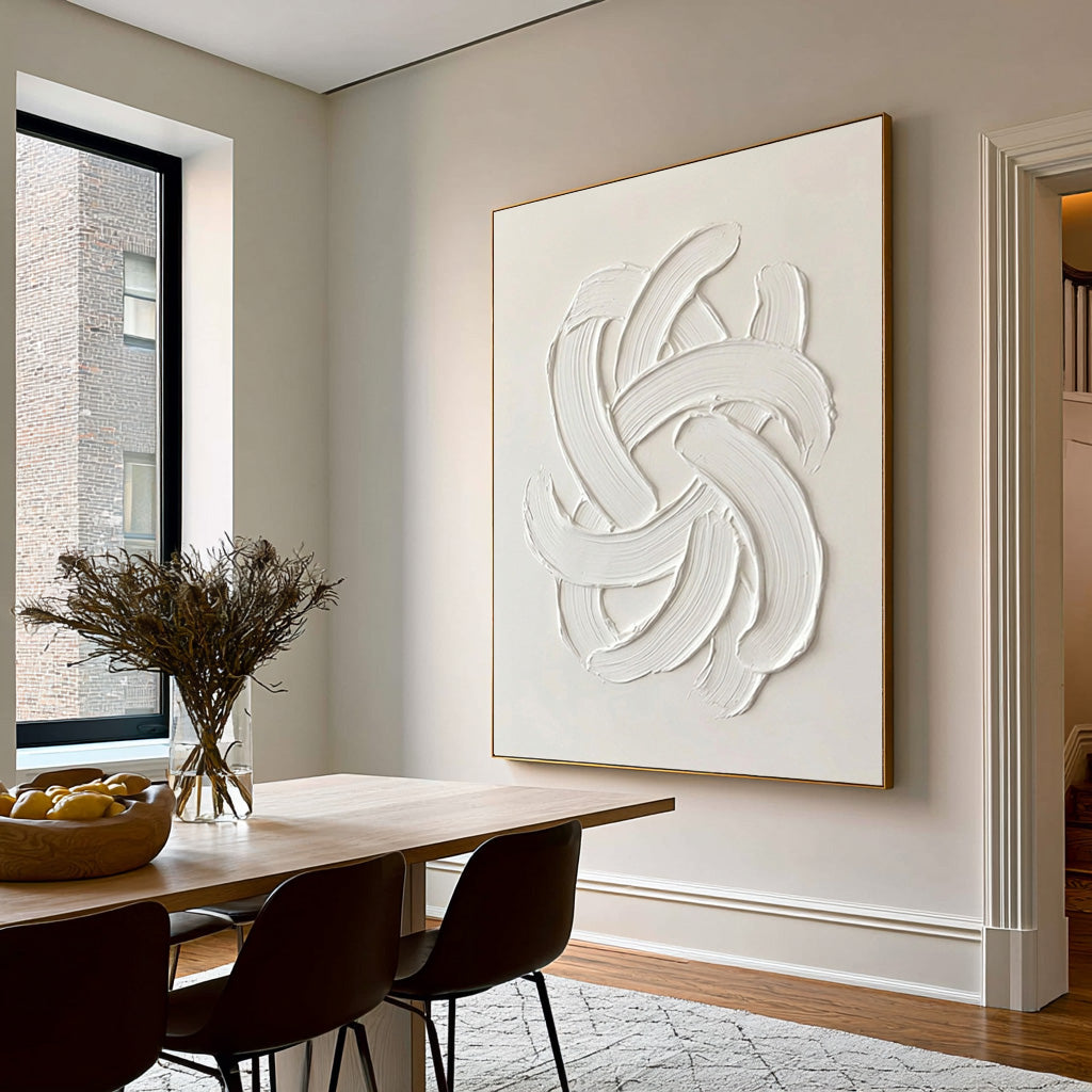 Large Minimal Textured Abstract Wall Art Hand Painted Oil Painting Contemporary Sculpture Inspired Artwork Modern Luxury Home Decor