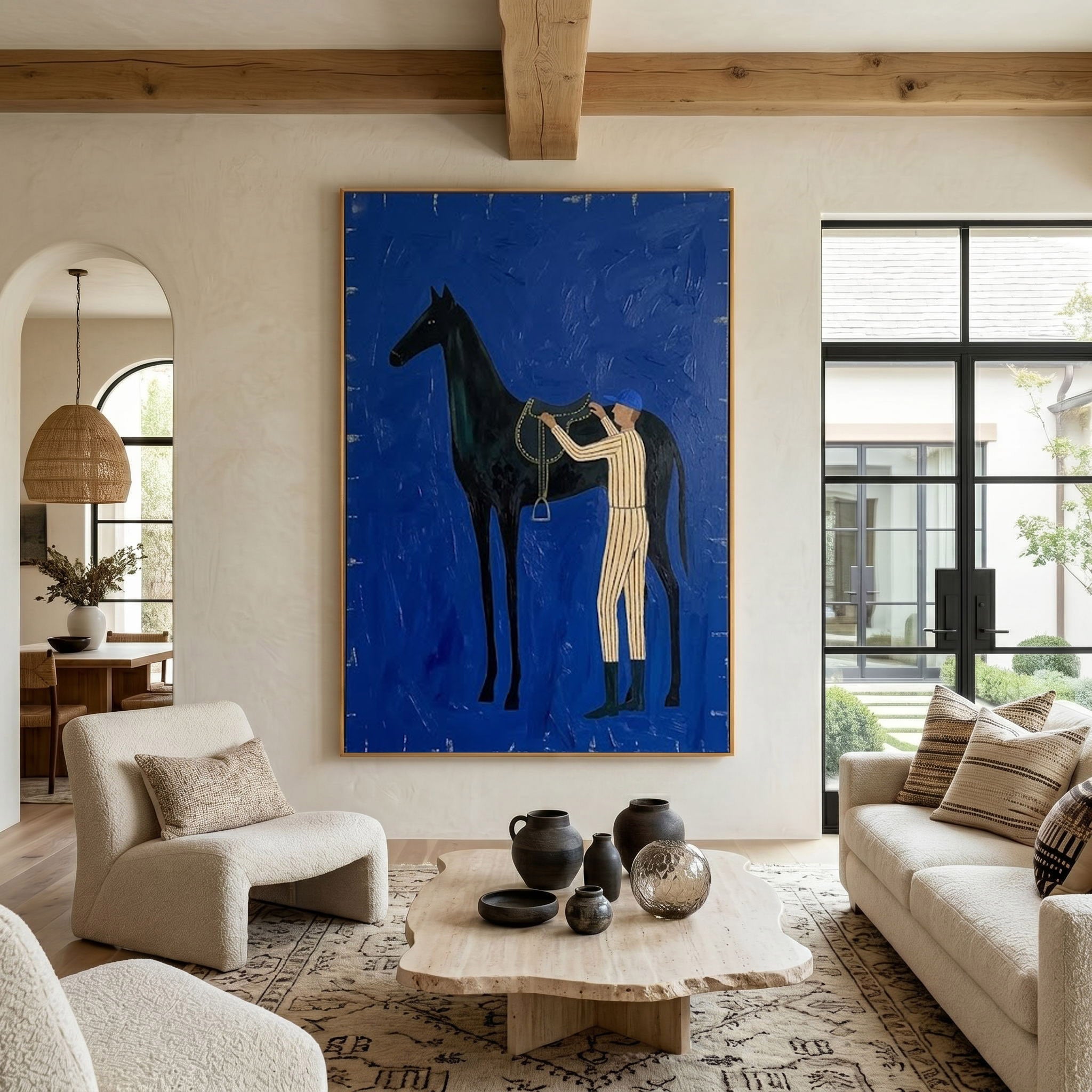 Large Cowboy Horse Wall Art Contemporary Western Equestrian Painting