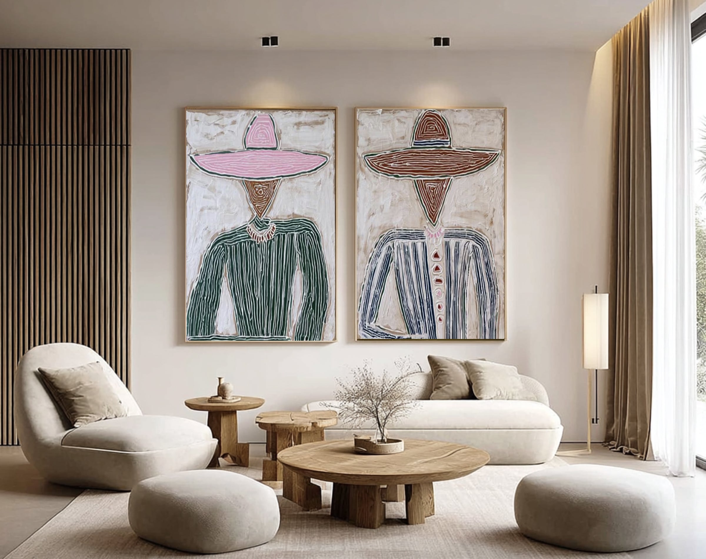 Large Abstract Couple Portrait Painting Modern Diptych Wall Art | ArtvistaGallery