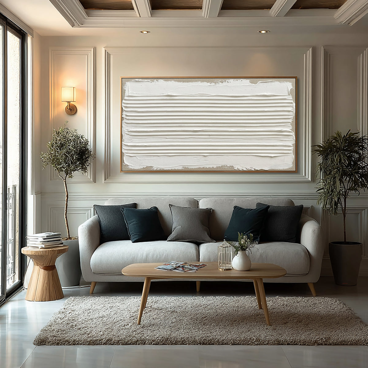 Traces Left By Moving Water Large Textured Wall Art Horizontal Relief Painting Modern Abstract Home Decor