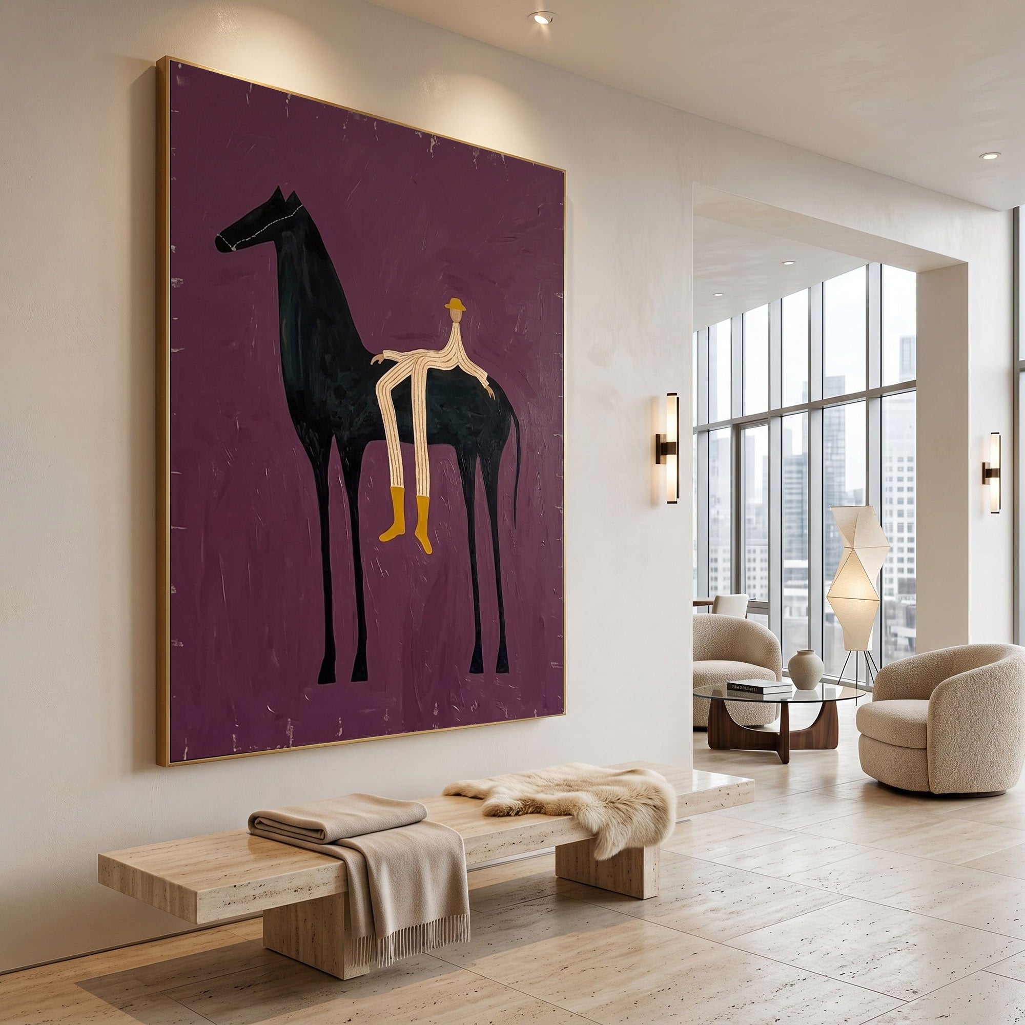 Large Cowboy Horse Wall Art Contemporary Western Figurative Painting