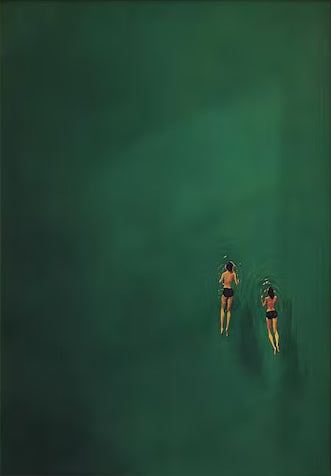 Large Green Water Swimmers Art | ArtvistaGallery  #WG 099
