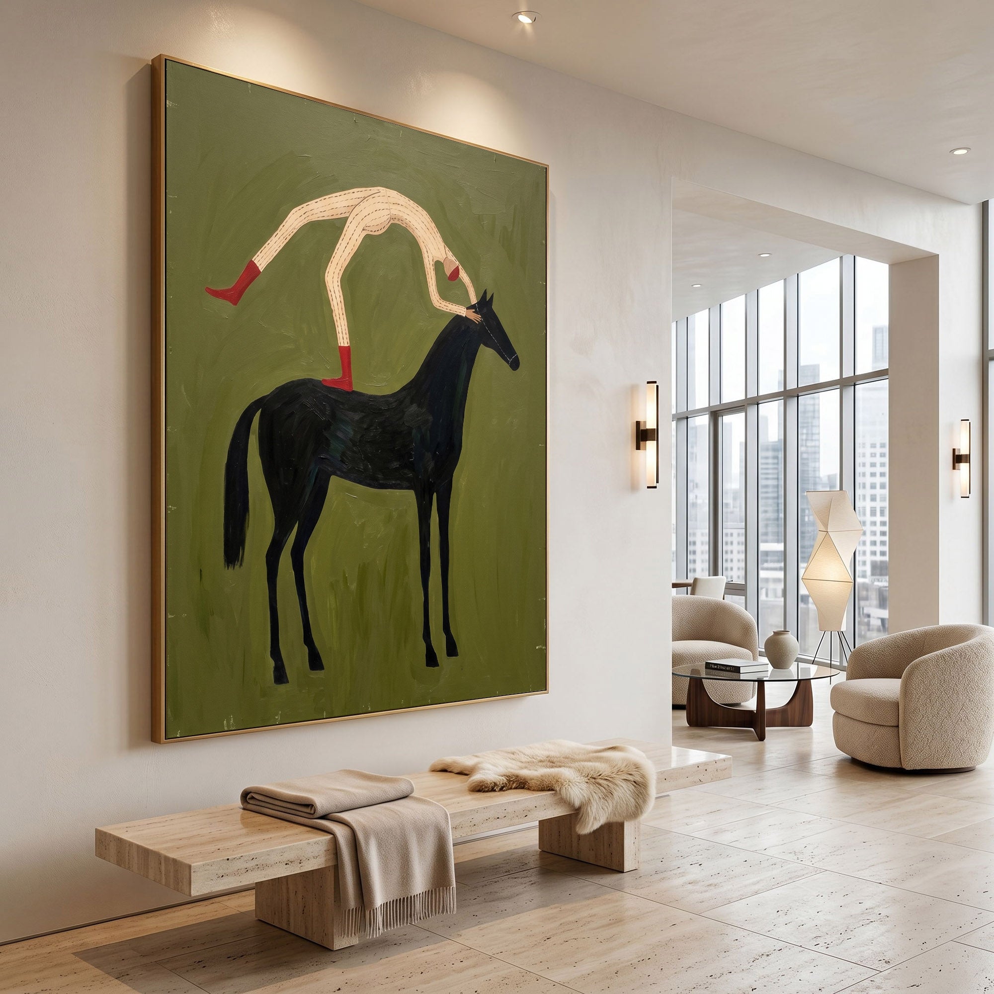 Large Cowboy Horse Wall Art Contemporary Western Figurative Painting