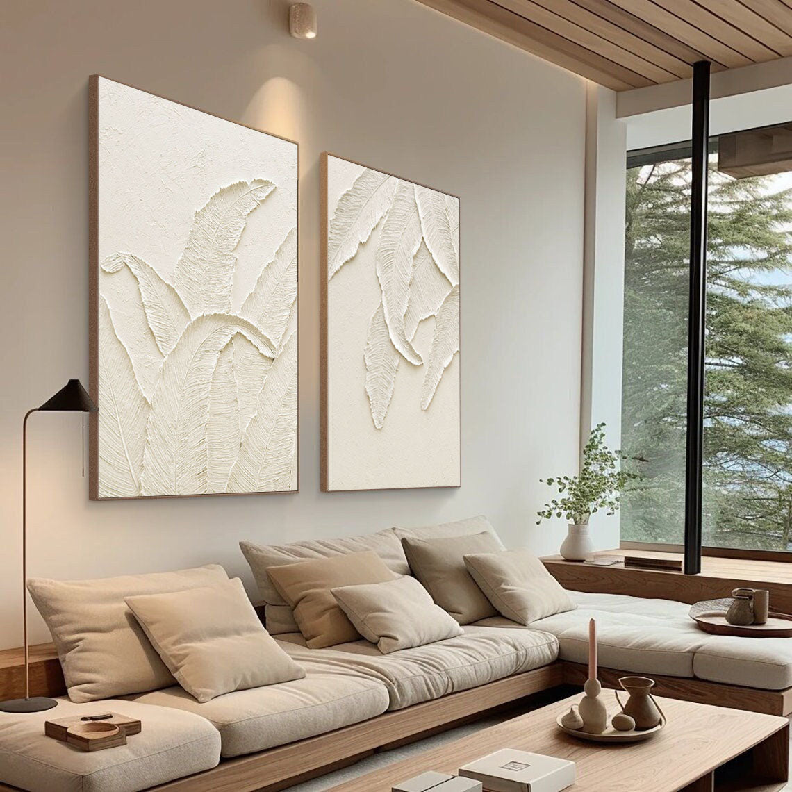 Beige Minimalist Abstract  Painting SET OF 2 #AVG 035