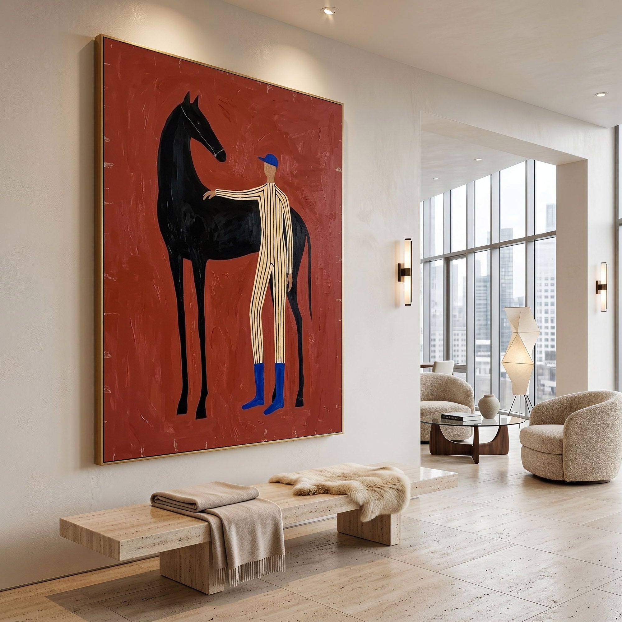 Large Cowboy Horse Wall Art Contemporary Western Figurative Painting