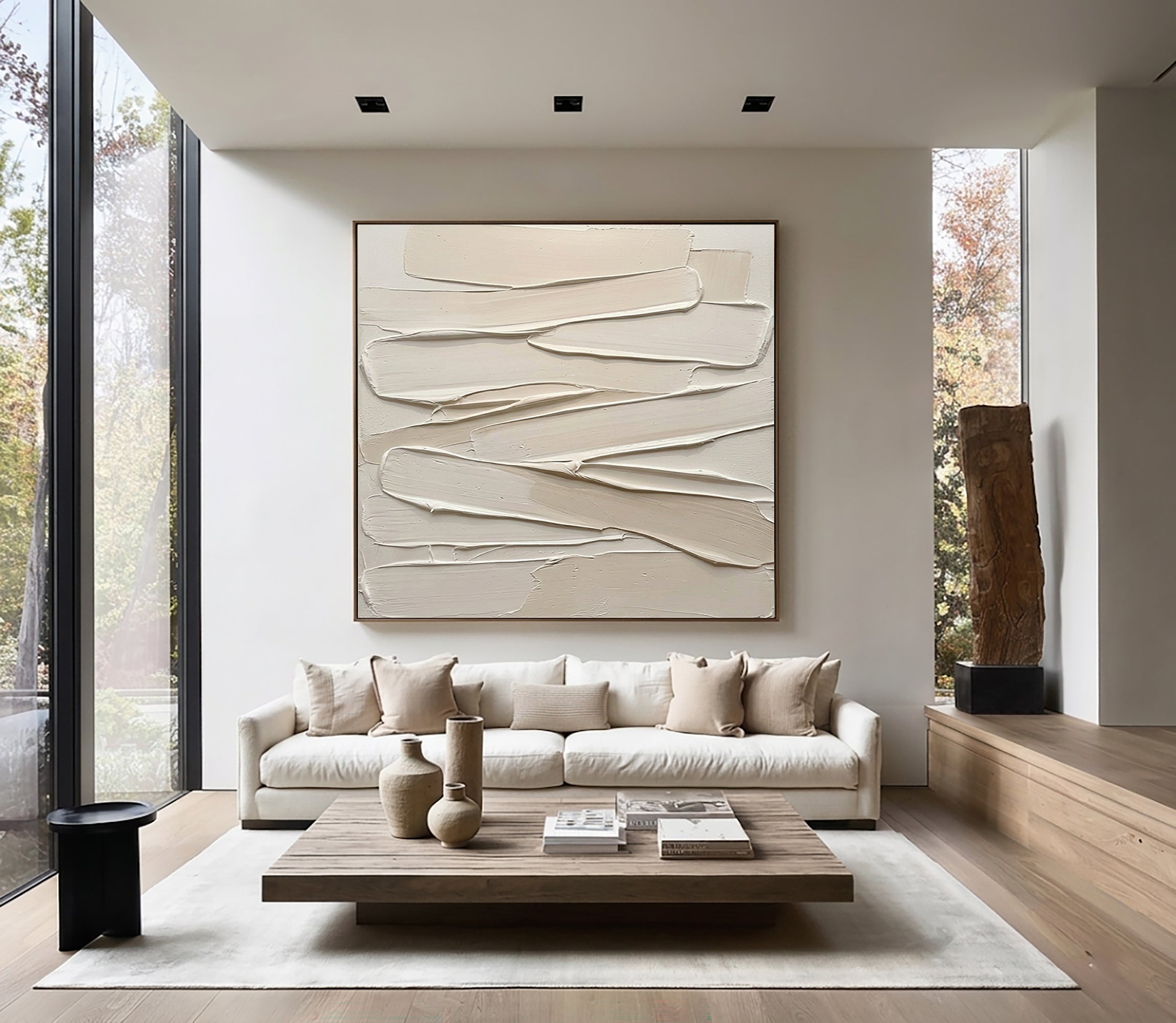 Large Neutral Textured Wall Art Hand Painted Minimalist Canvas 