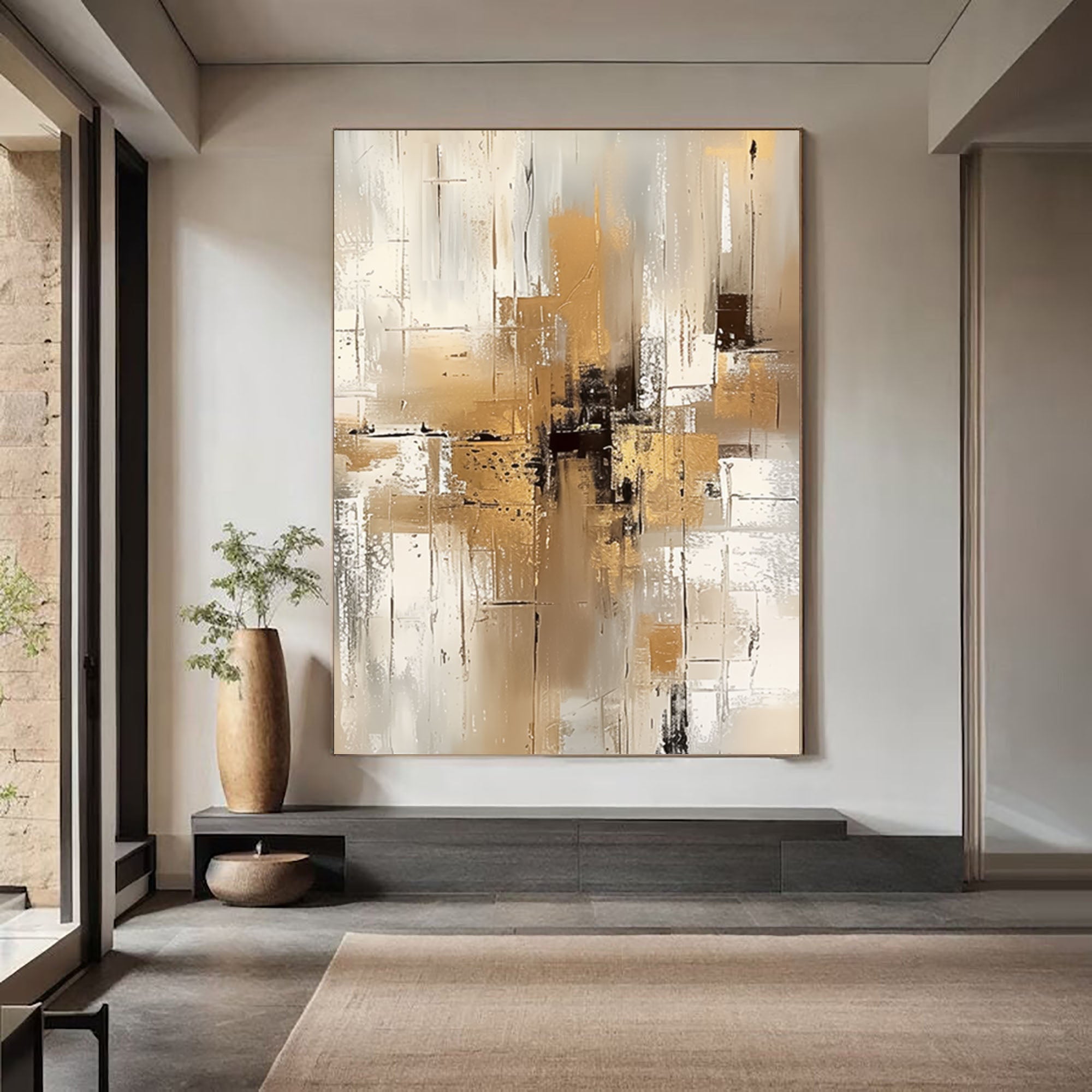 Neutral Abstract Art Oil Painting for Room Decor #BBA 016