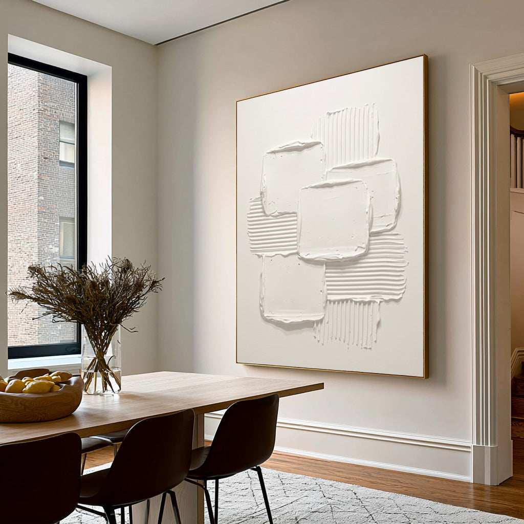 Balance Of Forms And Texture Large White Abstract Wall Art Textured Relief Contemporary Minimalist Artwork