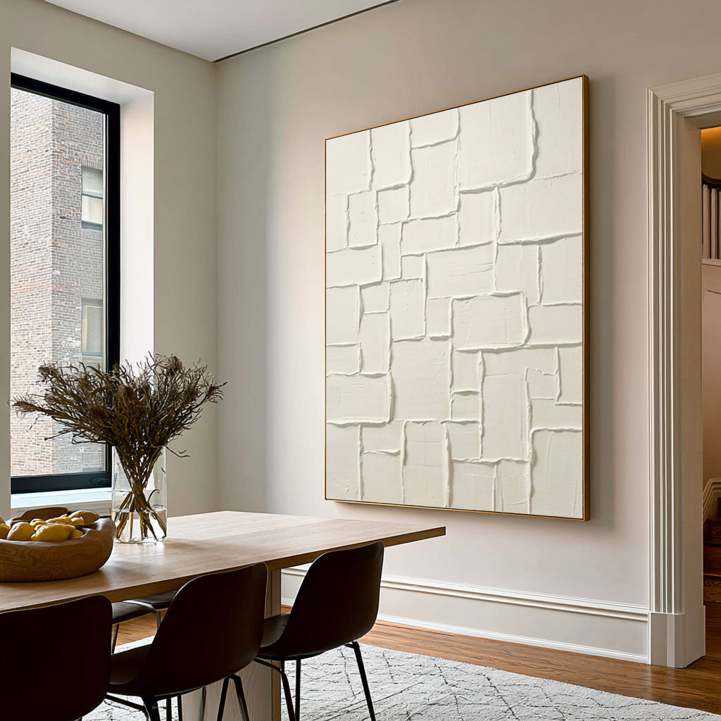 Endless White Layers Large Abstract Wall Art Textured White Relief Contemporary Artwork Luxury Home Decor