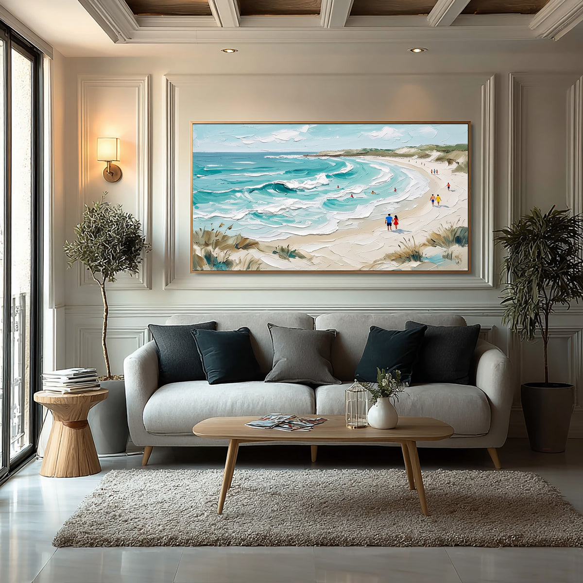 Turquoise Ocean Waves White Surf Textured Coastal Wall Art Painting