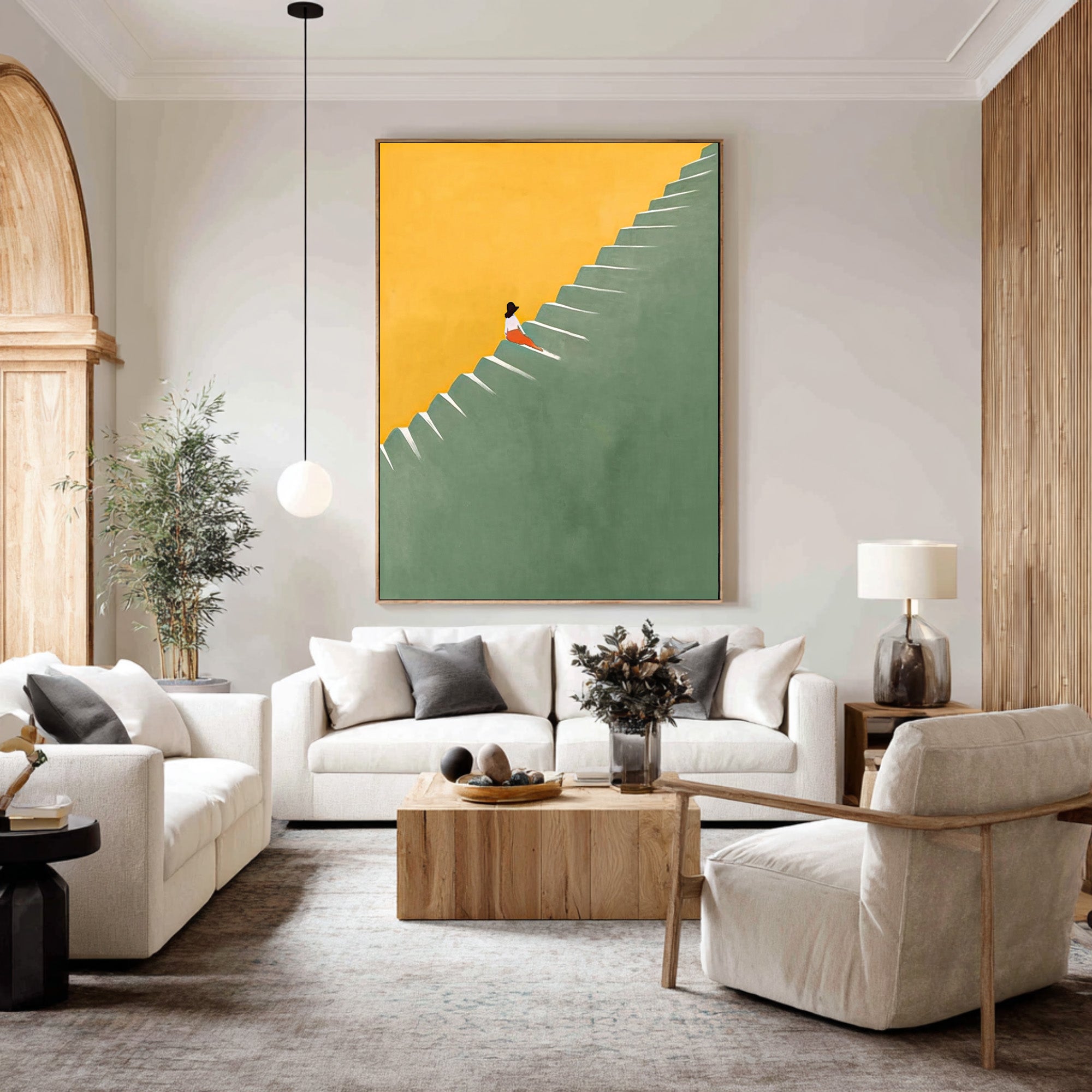 Large Abstract Oil Painting Minimalist Figure Art, Modern Statement Wall Art for Interior | ArtvistaGallery #WAB 011
