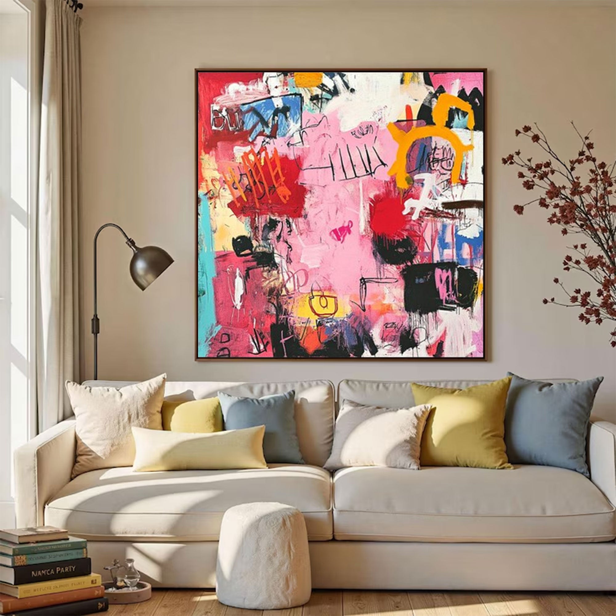 Large Abstract Pink Red Square Art | ArtvistaGallery  #WGA 028