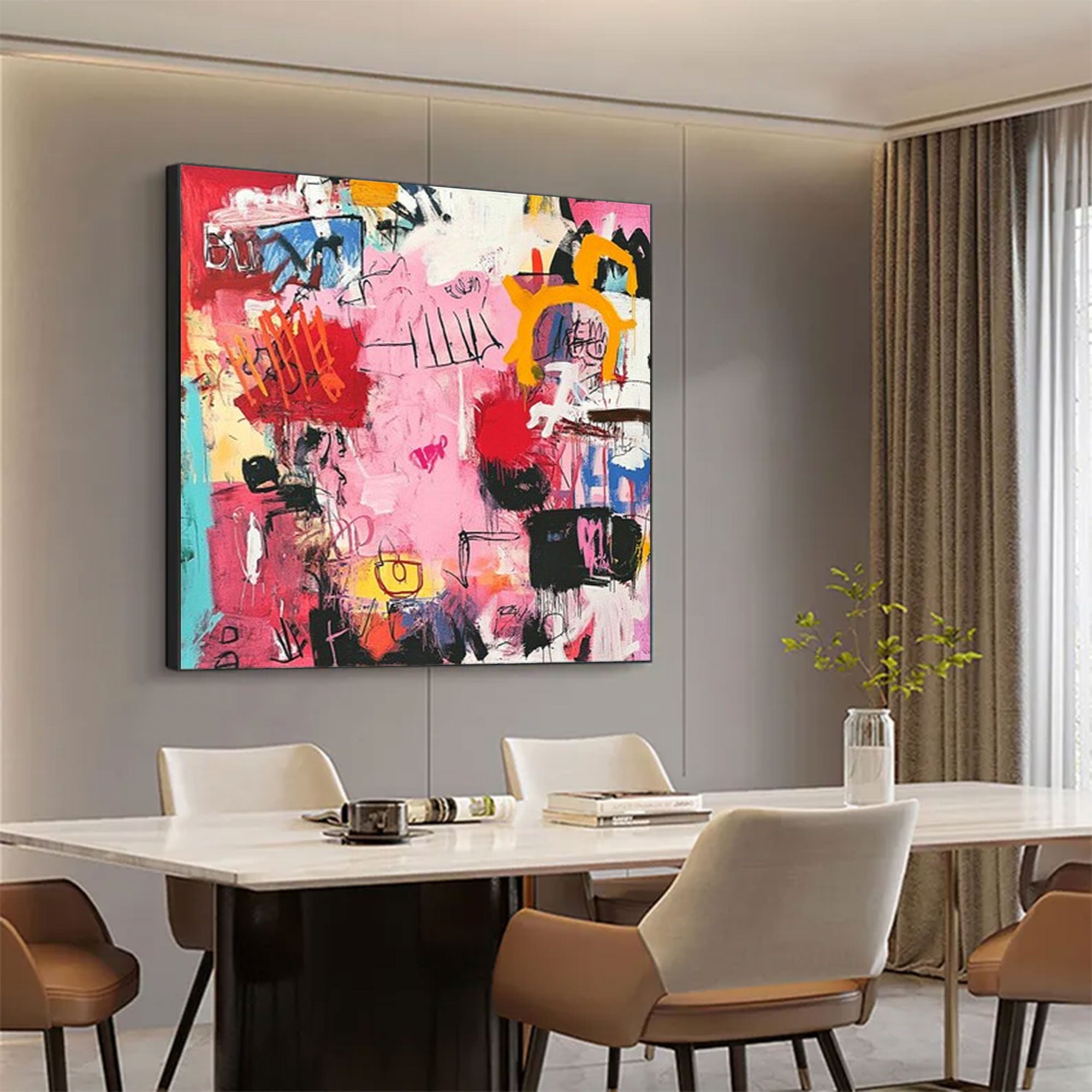 Large Abstract Pink Red Square Art | ArtvistaGallery  #WGA 028