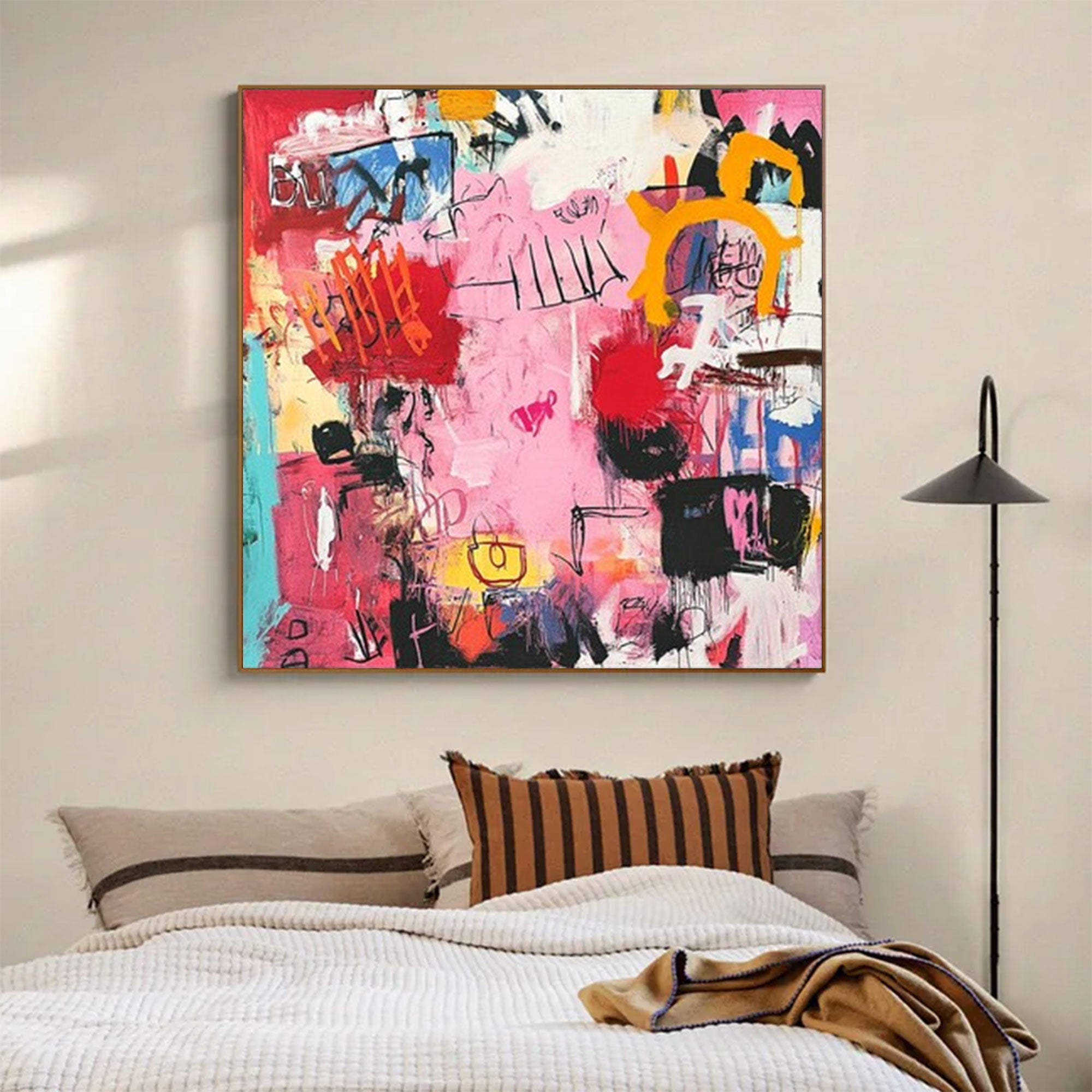 Large Abstract Pink Red Square Art | ArtvistaGallery  #WGA 028