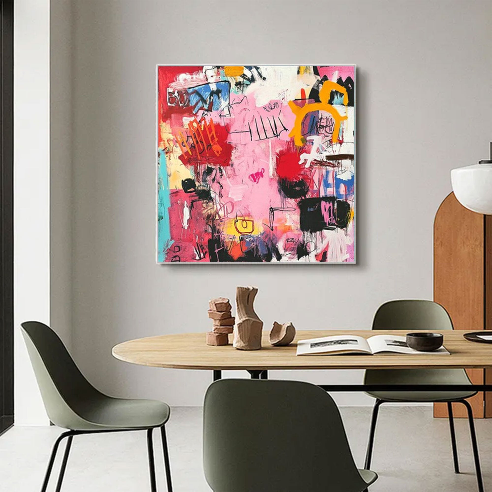 Large Abstract Pink Red Square Art | ArtvistaGallery  #WGA 028