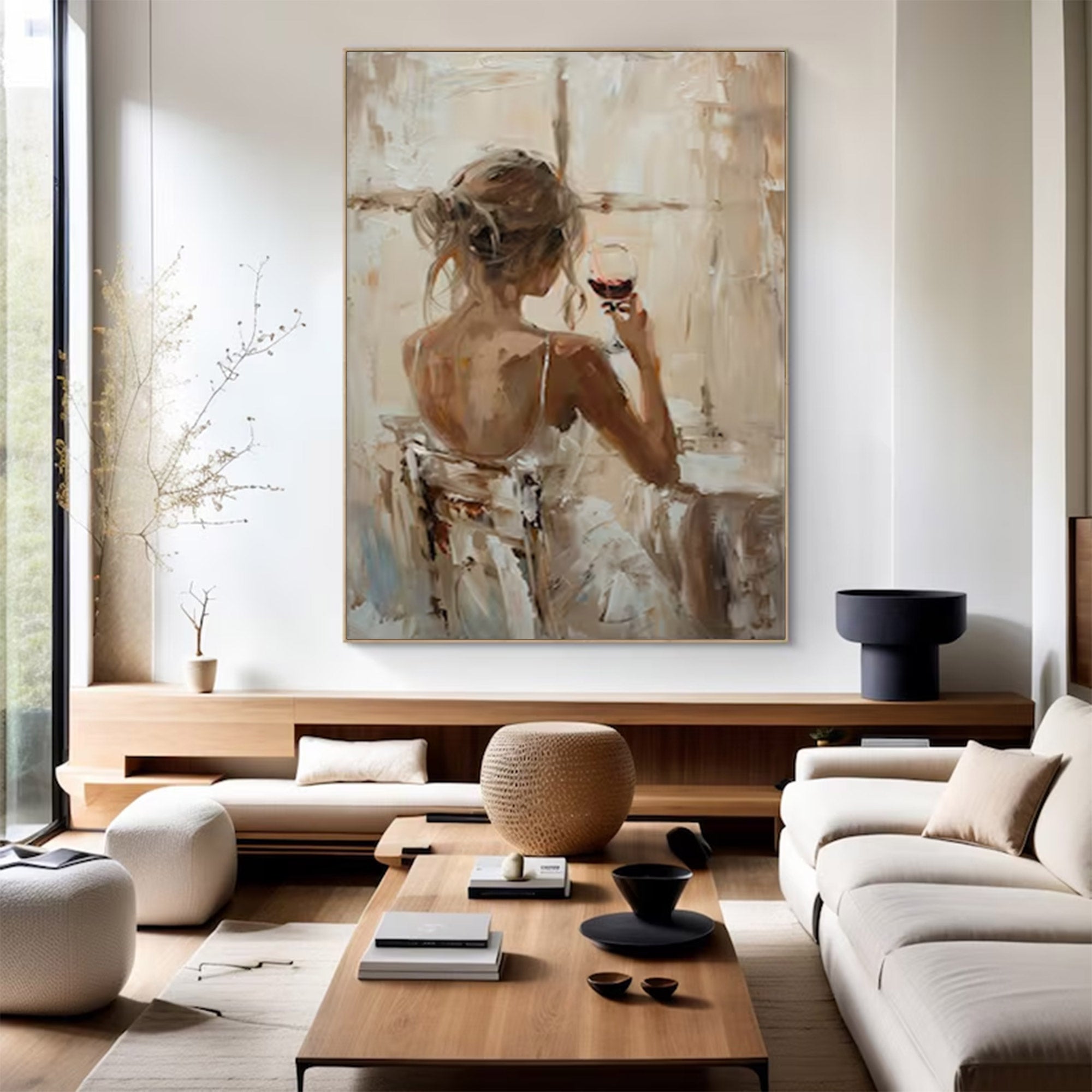Large Figurative Woman With Wine | ArtvistaGallery  #WGA 005