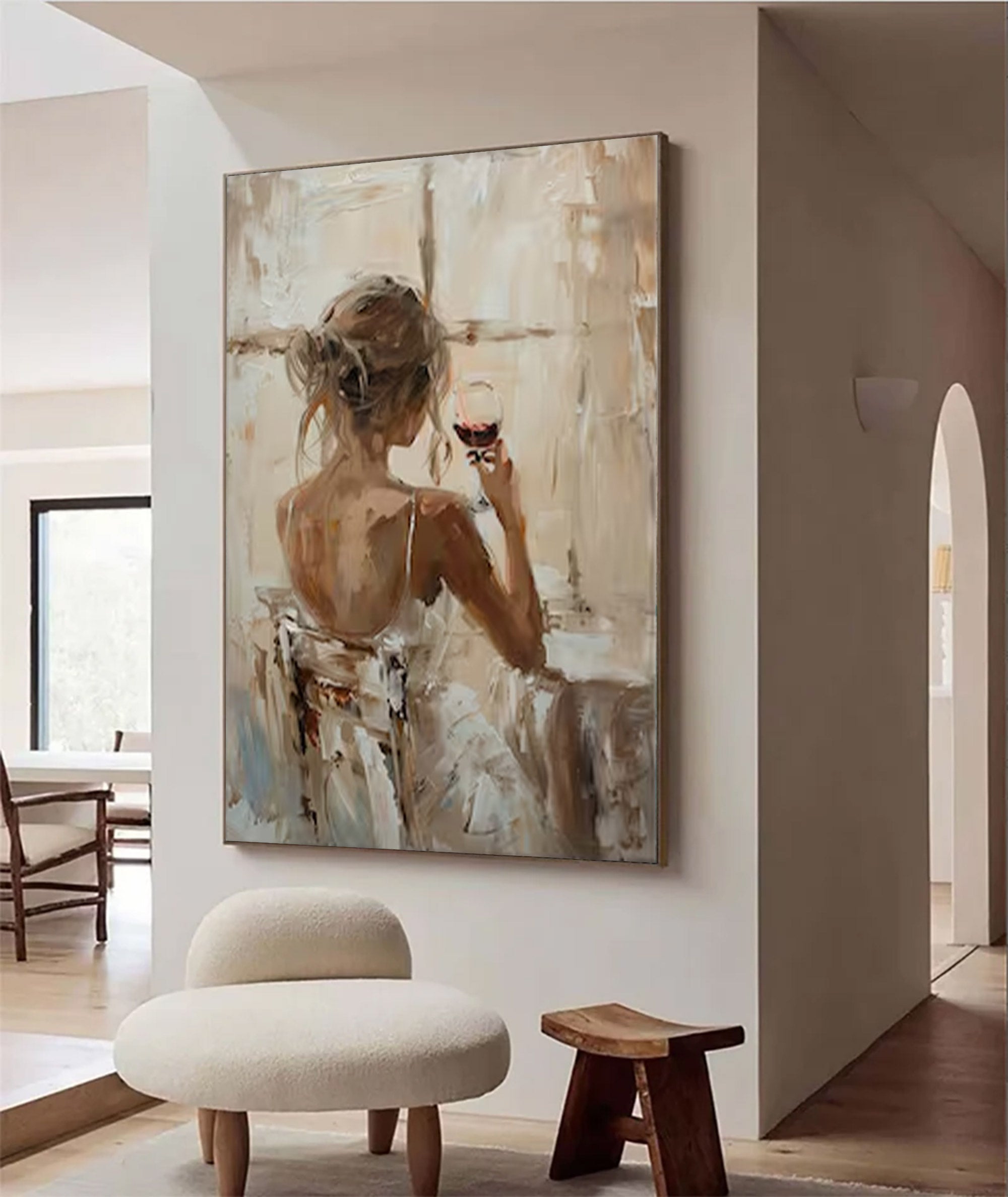 Large Figurative Woman With Wine | ArtvistaGallery  #WGA 005