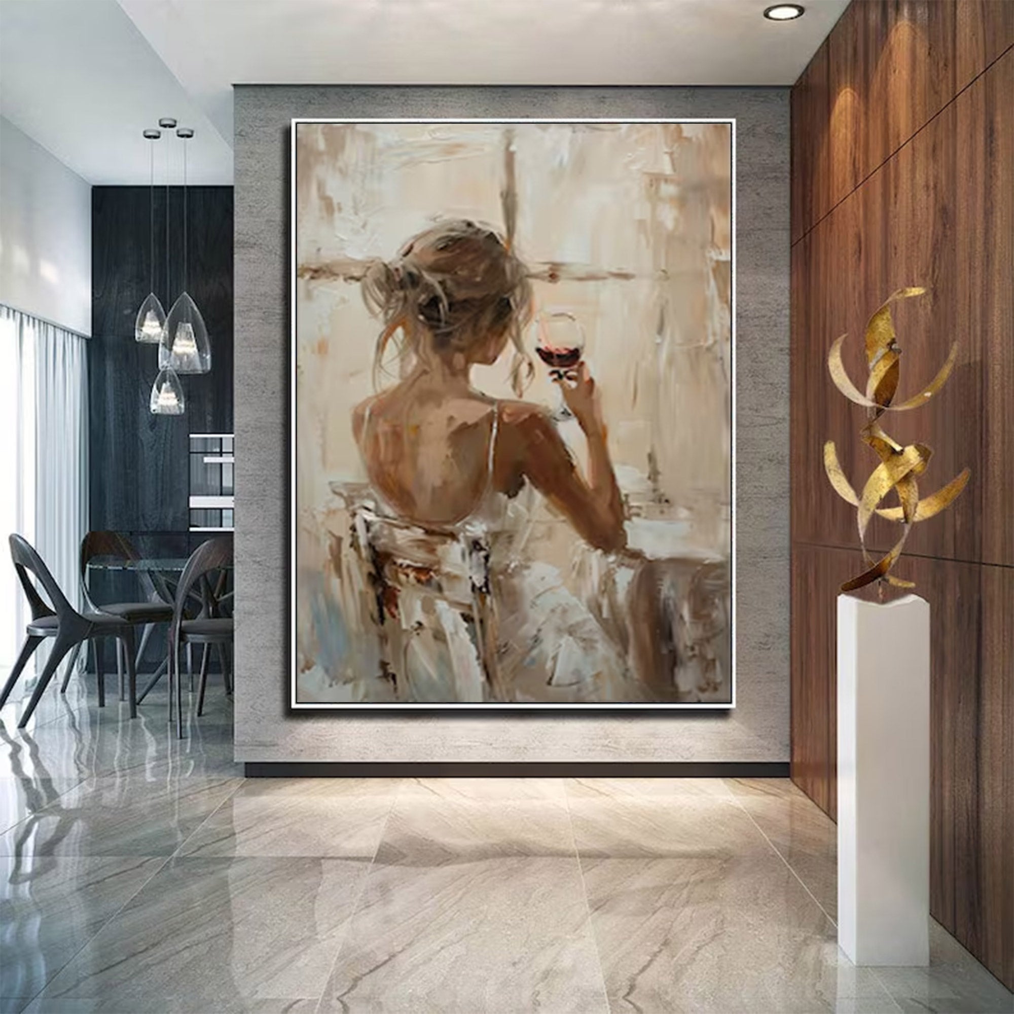 Large Figurative Woman With Wine | ArtvistaGallery  #WGA 005