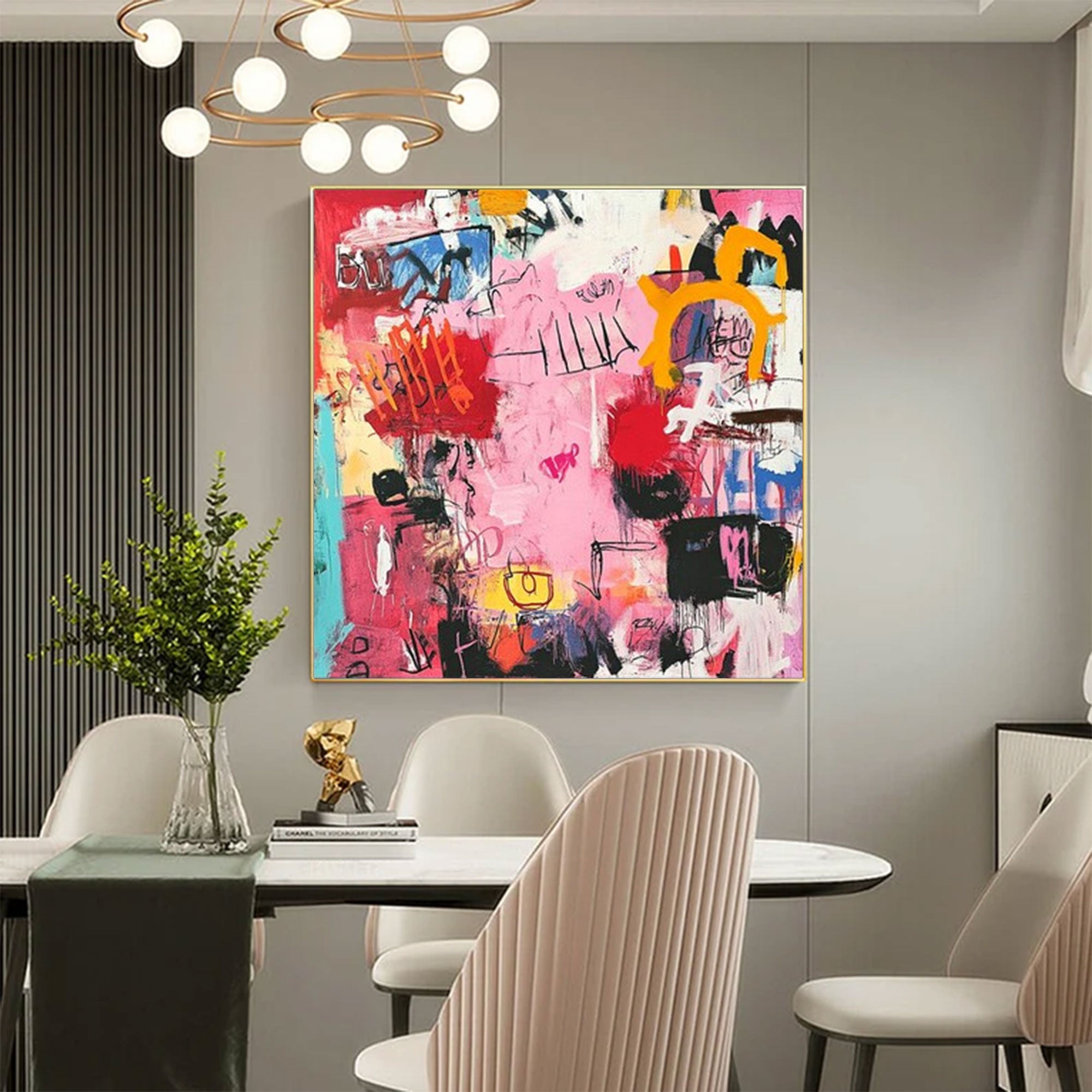 Large Abstract Pink Red Square Art | ArtvistaGallery  #WGA 028