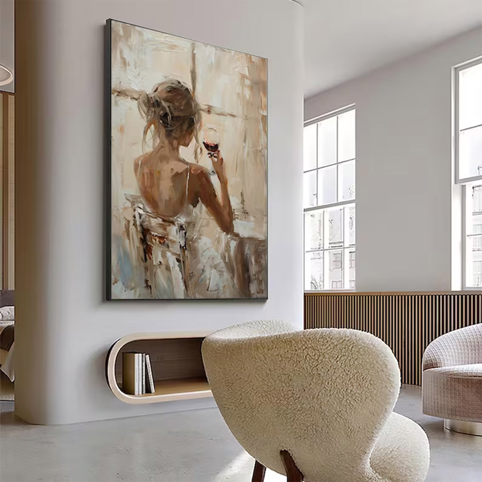 Large Figurative Woman With Wine | ArtvistaGallery  #WGA 005