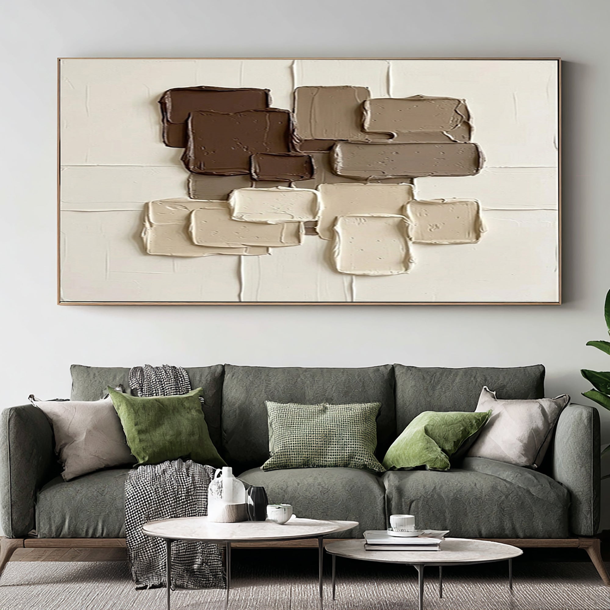 Large Brown Neutral Textured Wall Art Horizontal Abstract Canvas Painting | ArtvistaGallery