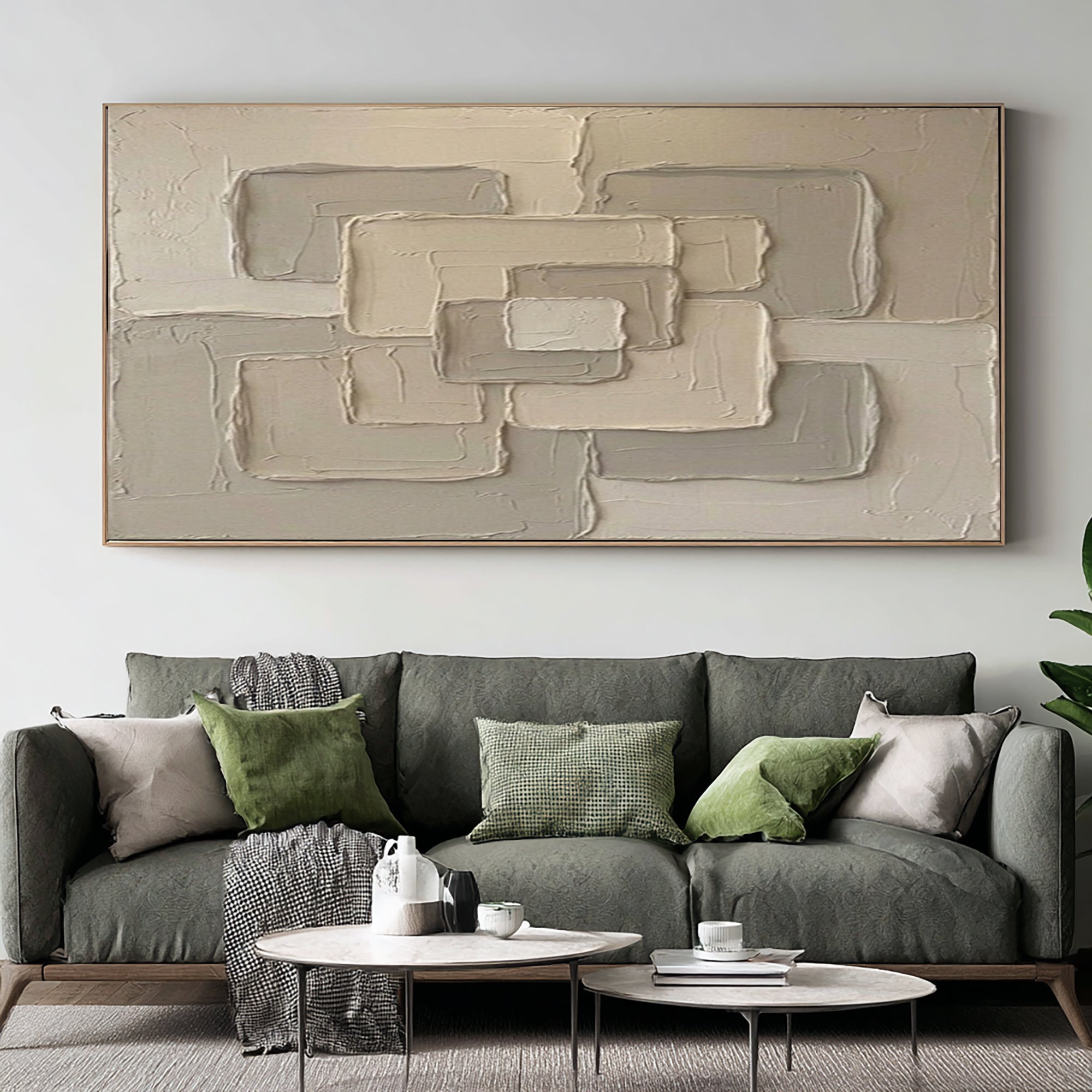 Large Neutral Geometric Wall Art Hand Painted Textured Canvas | ArtvistaGallery 