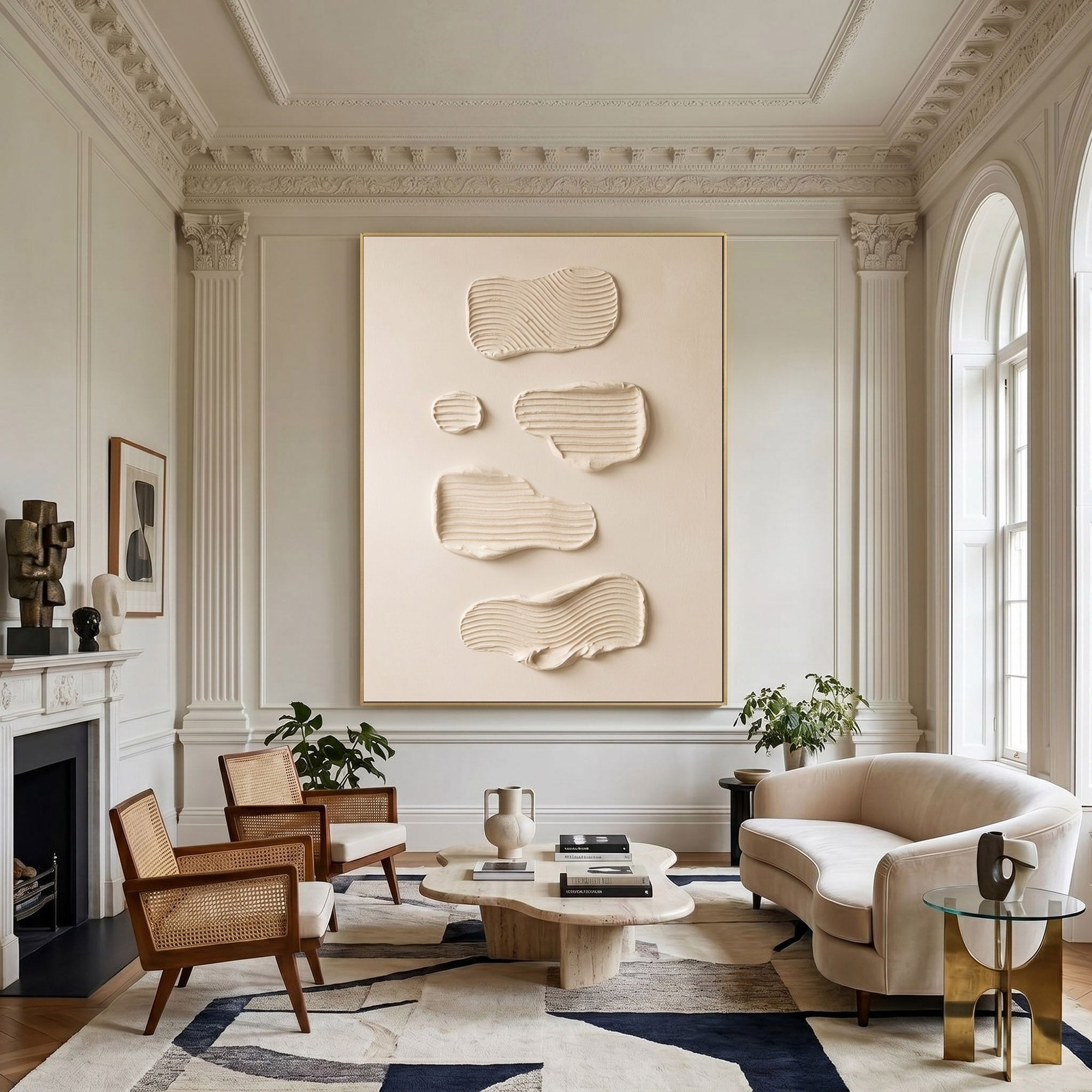 Large Textured Wall Art Minimalist Abstract Plaster Painting Neutral Modern Contemporary Home Decor
