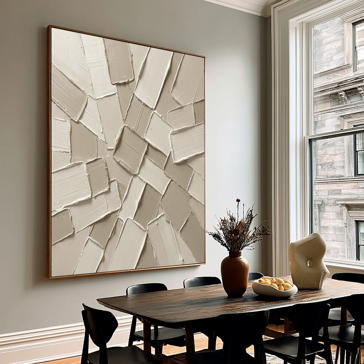 Fragments Gather At The Center Large Textured Abstract Wall Art Sculptural Relief Painting Modern Interior Decor