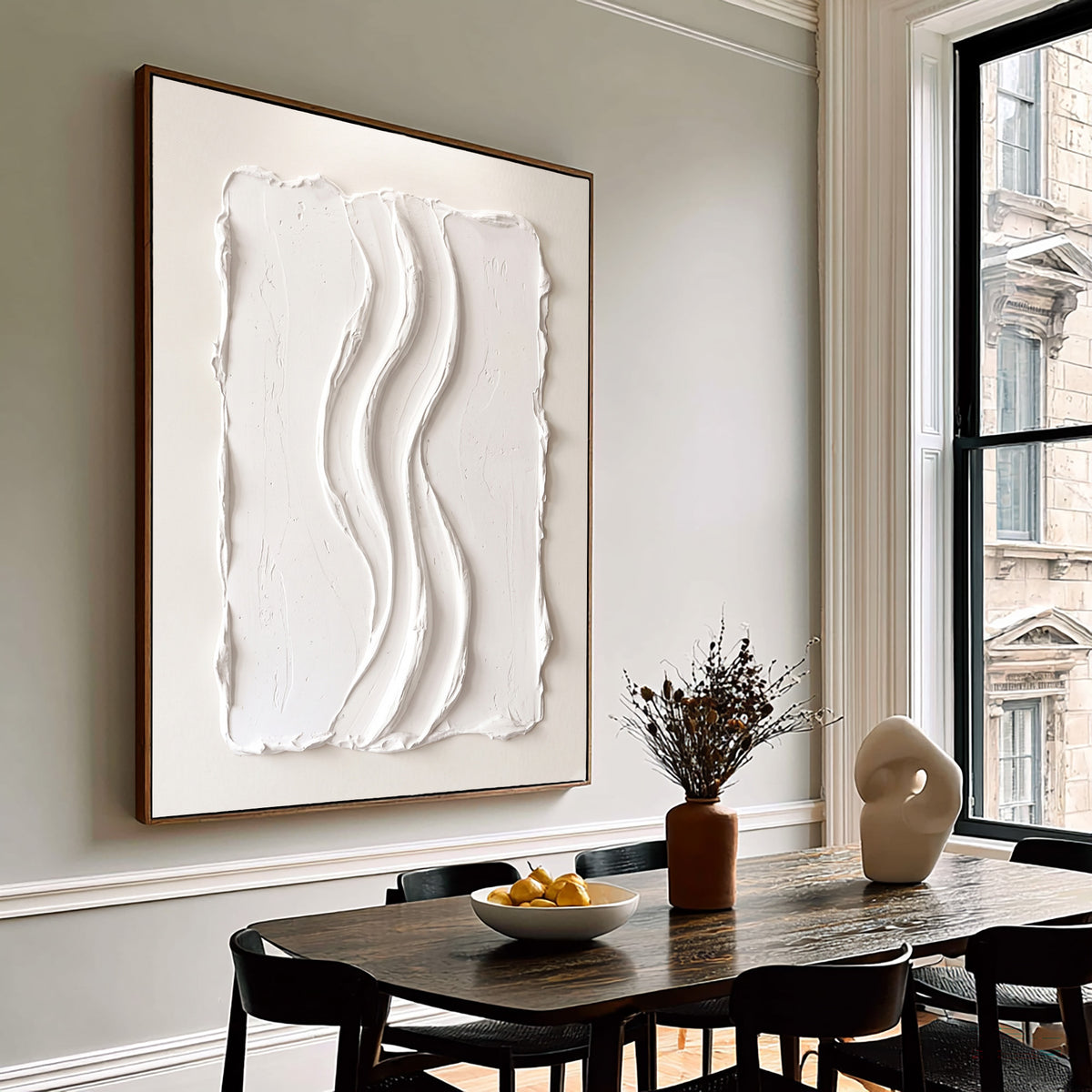 Large Architectural White Textured Wall Art Abstract Oil Painting Modern Minimalist Luxury Interior Artwork