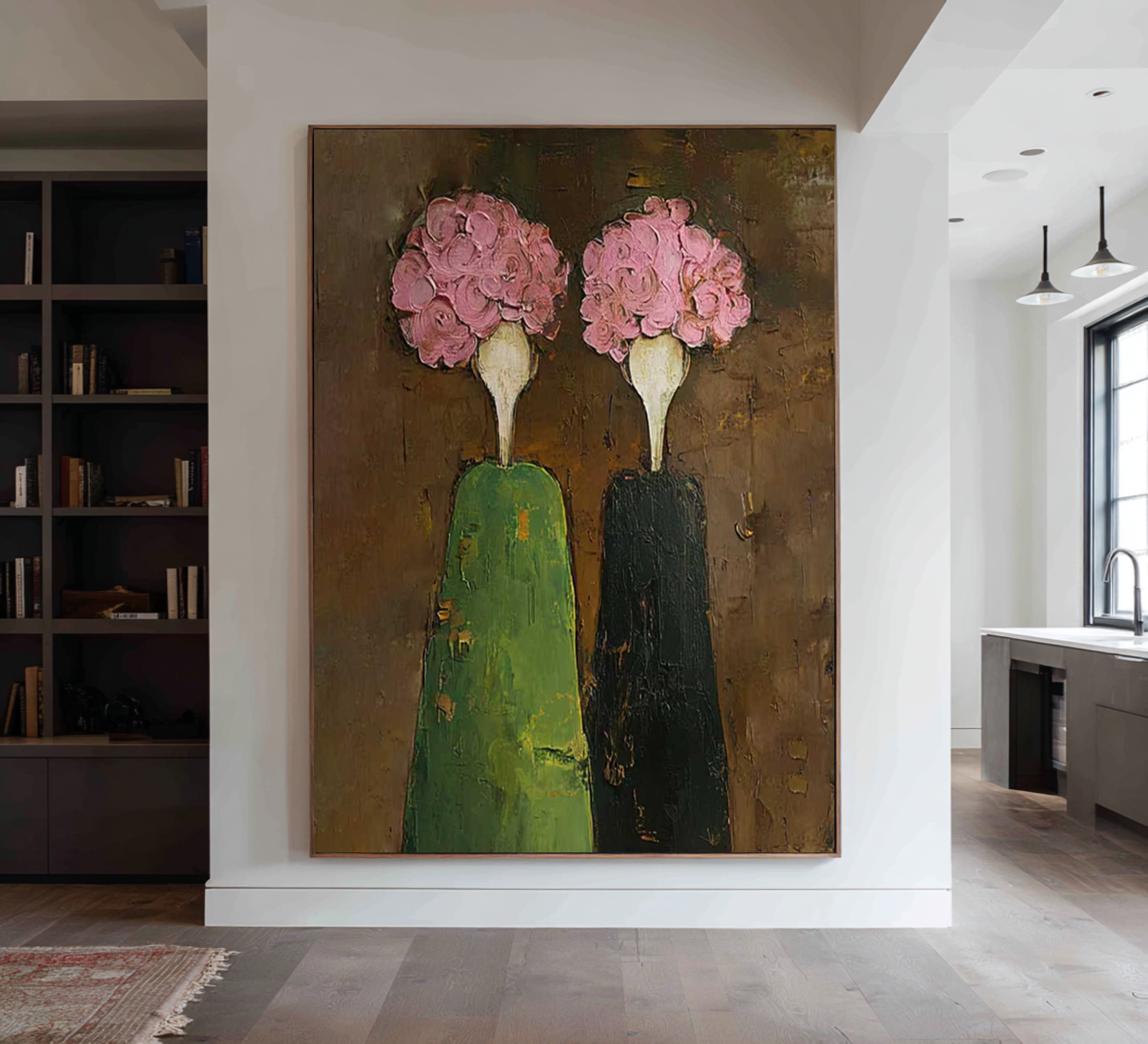 Large Contemporary Figurative Oil Painting – Statement Canvas Art for Entryway Decor #WAB 043
