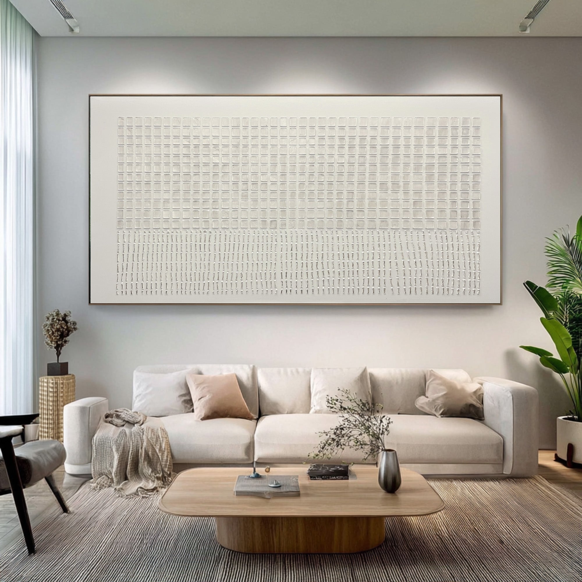 Large Abstract Oil Painting Beige Texture, Statement Wall Art for Modern Living Room | ArtvistaGallery #WAB 023