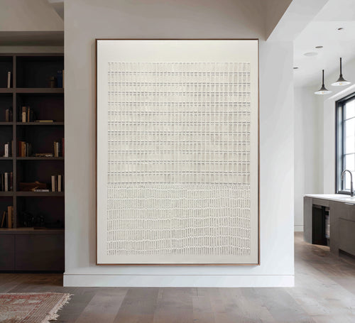 Large Minimalist Beige Grid Abstract Painting #WAB 024