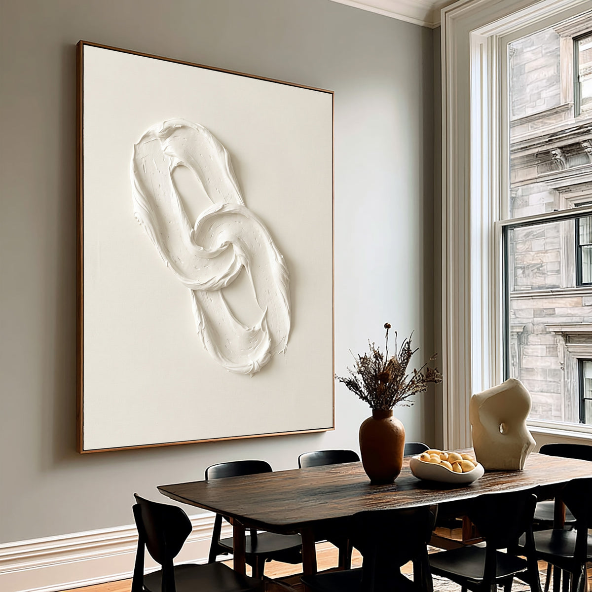 An Endless Gesture Large White Textured Abstract Wall Art Sculptural Relief Contemporary Minimalist Artwork