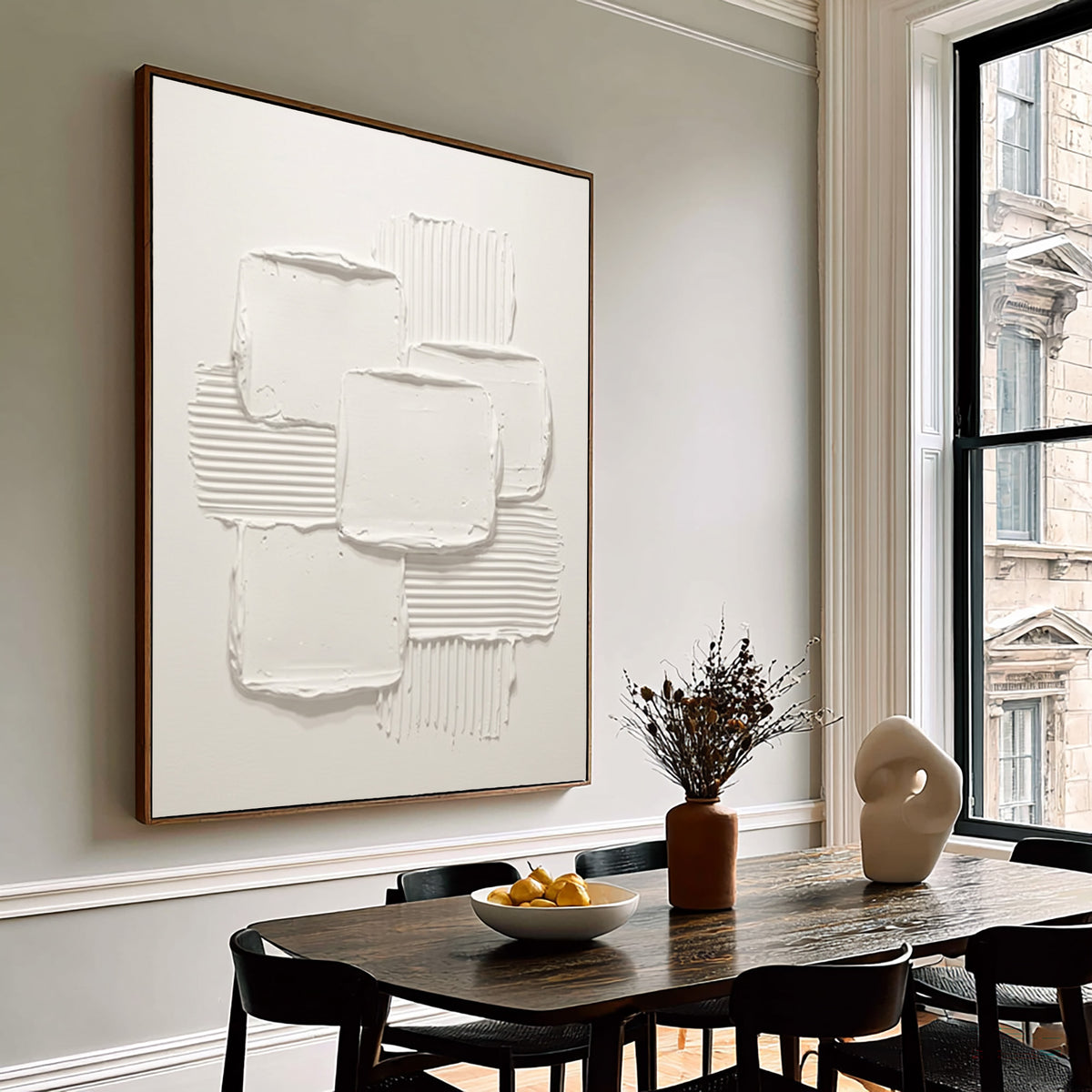 Balance Of Forms And Texture Large White Abstract Wall Art Textured Relief Contemporary Minimalist Artwork
