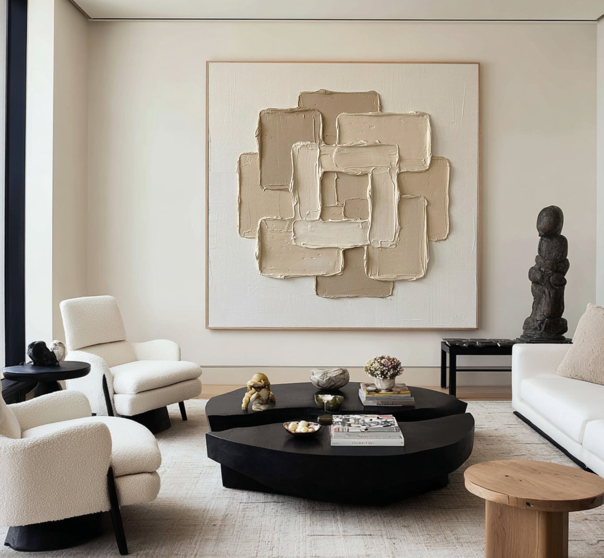 Large Harmony Texture Oil Painting for Luxury Minimalist Interiors