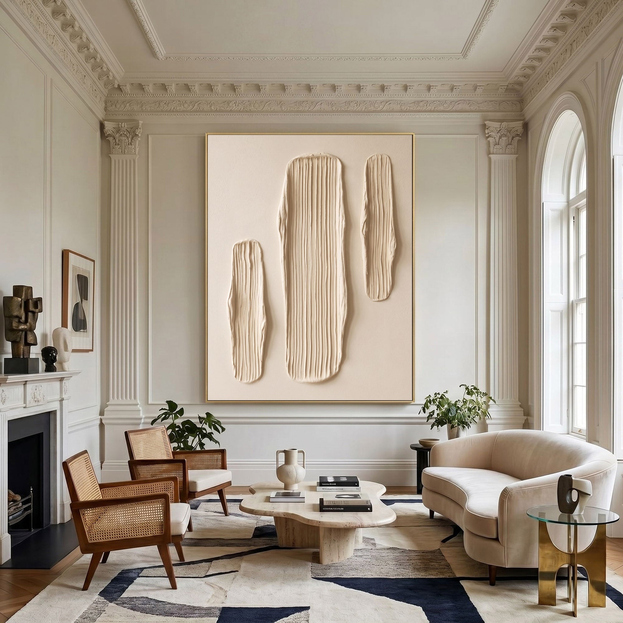Large Textured Wall Art Abstract Plaster Painting Minimalist Neutral Modern Contemporary Interior Decor