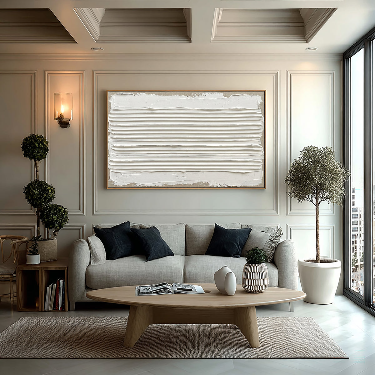 Traces Left By Moving Water Large Textured Wall Art Horizontal Relief Painting Modern Abstract Home Decor