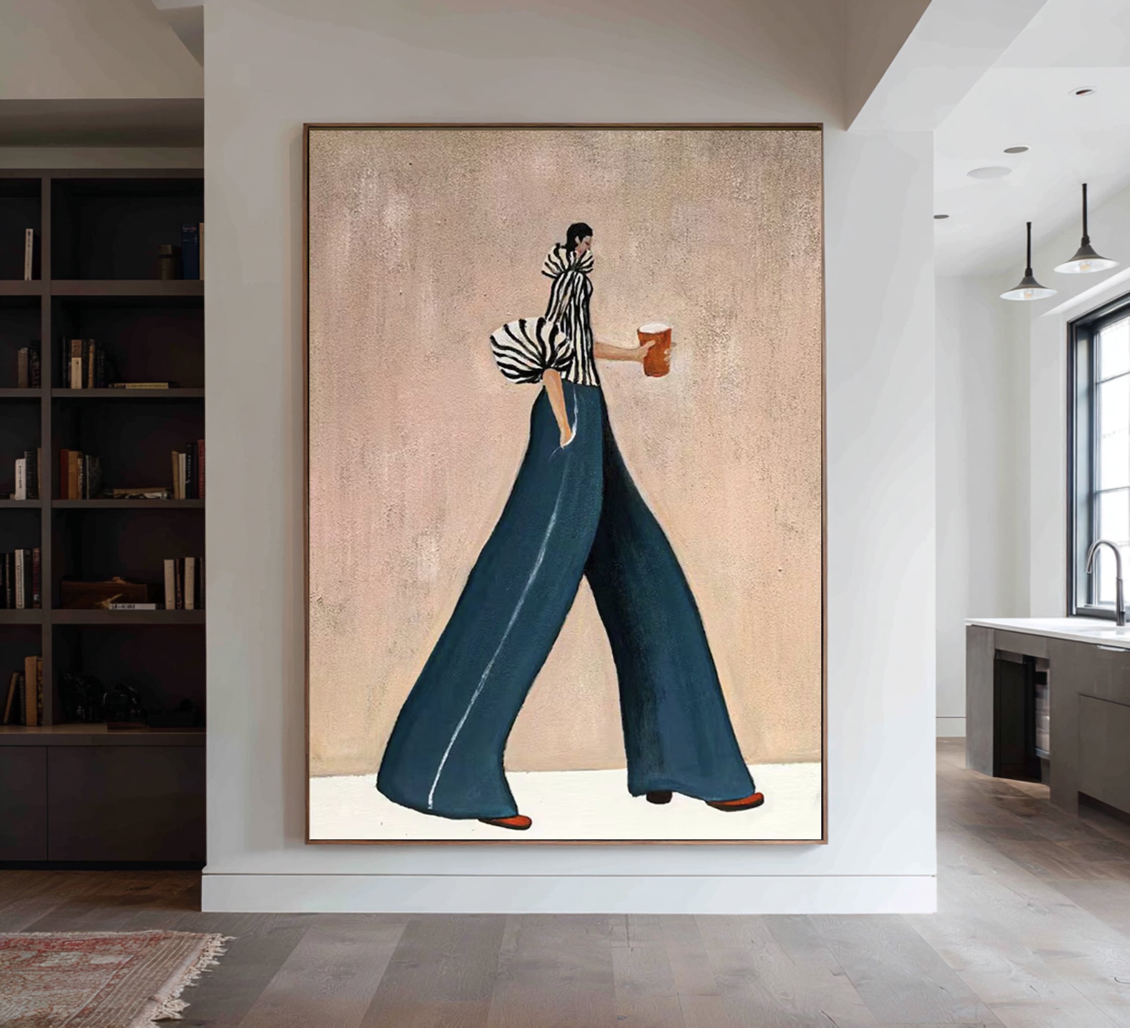 Large Fashion Woman Painting Modern Minimalist Figurative Wall Art
