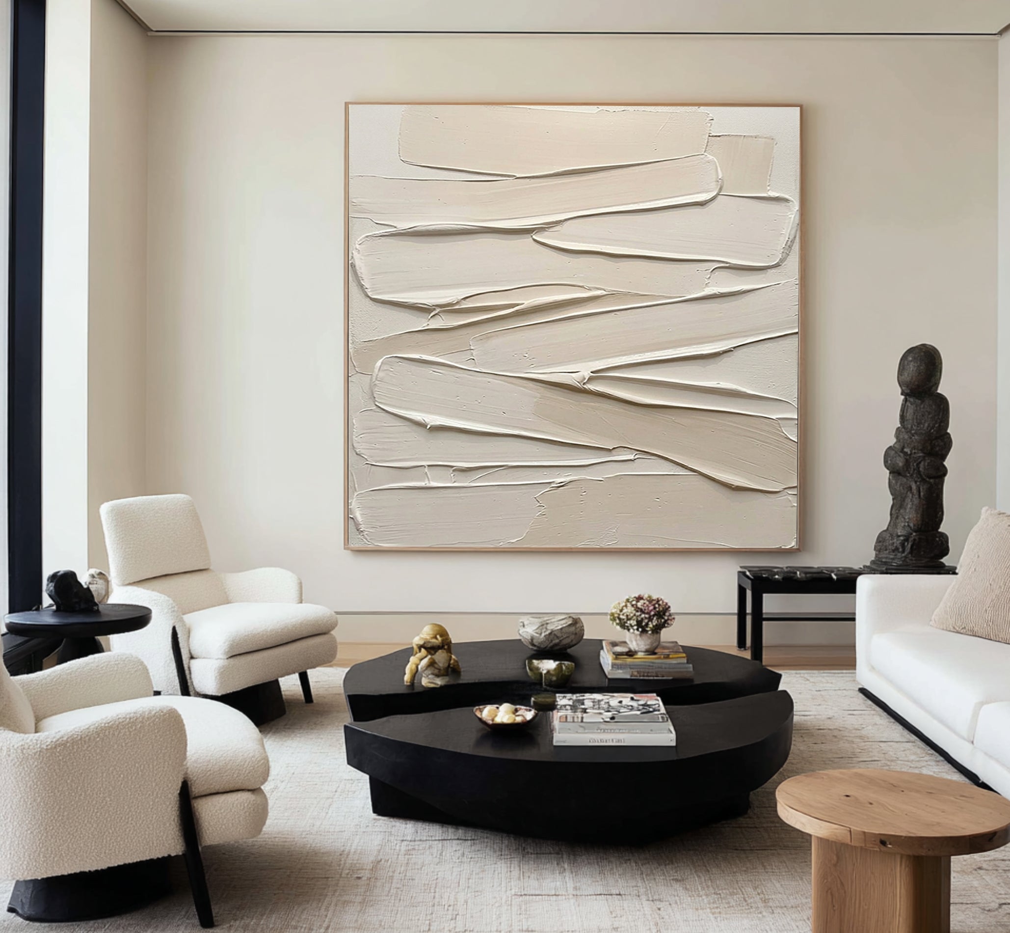 Large Neutral Textured Wall Art Hand Painted Minimalist Canvas 