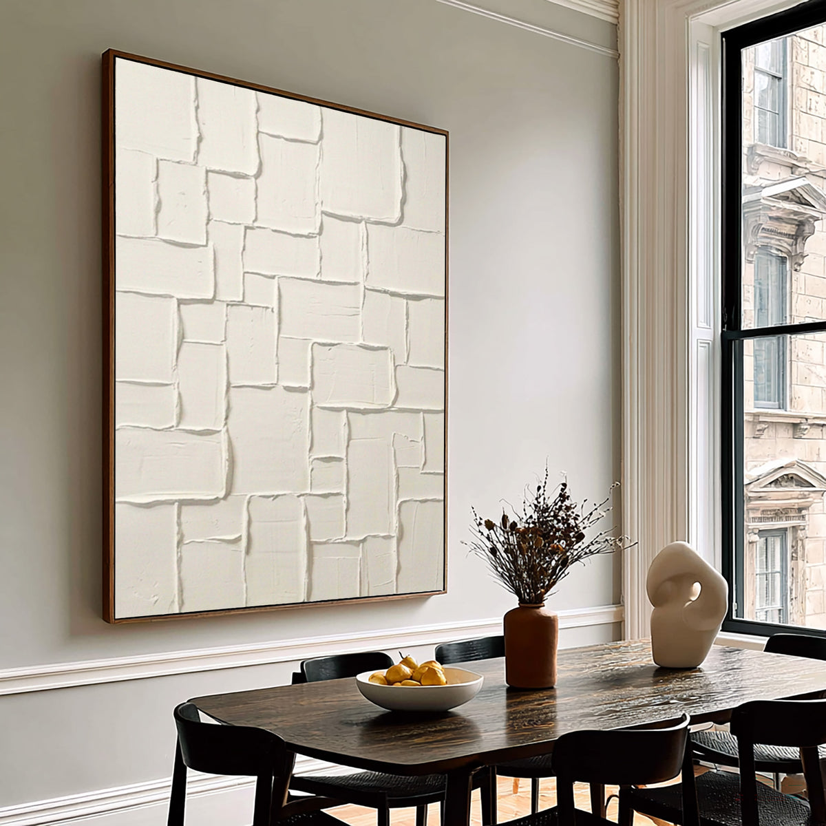Endless White Layers Large Abstract Wall Art Textured White Relief Contemporary Artwork Luxury Home Decor