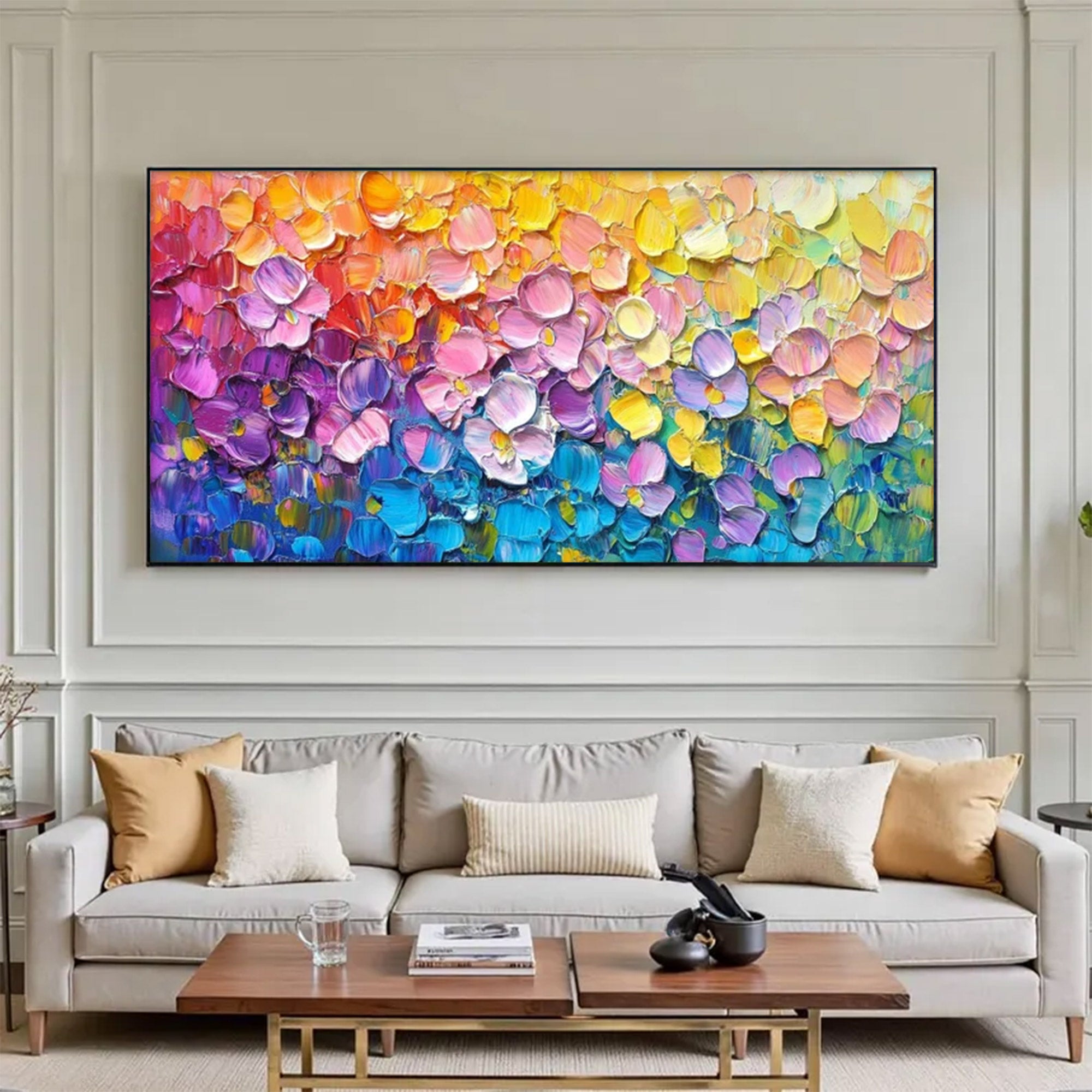 Large Modern Textured Floral Field Art | ArtvistaGallery  #WGA 039