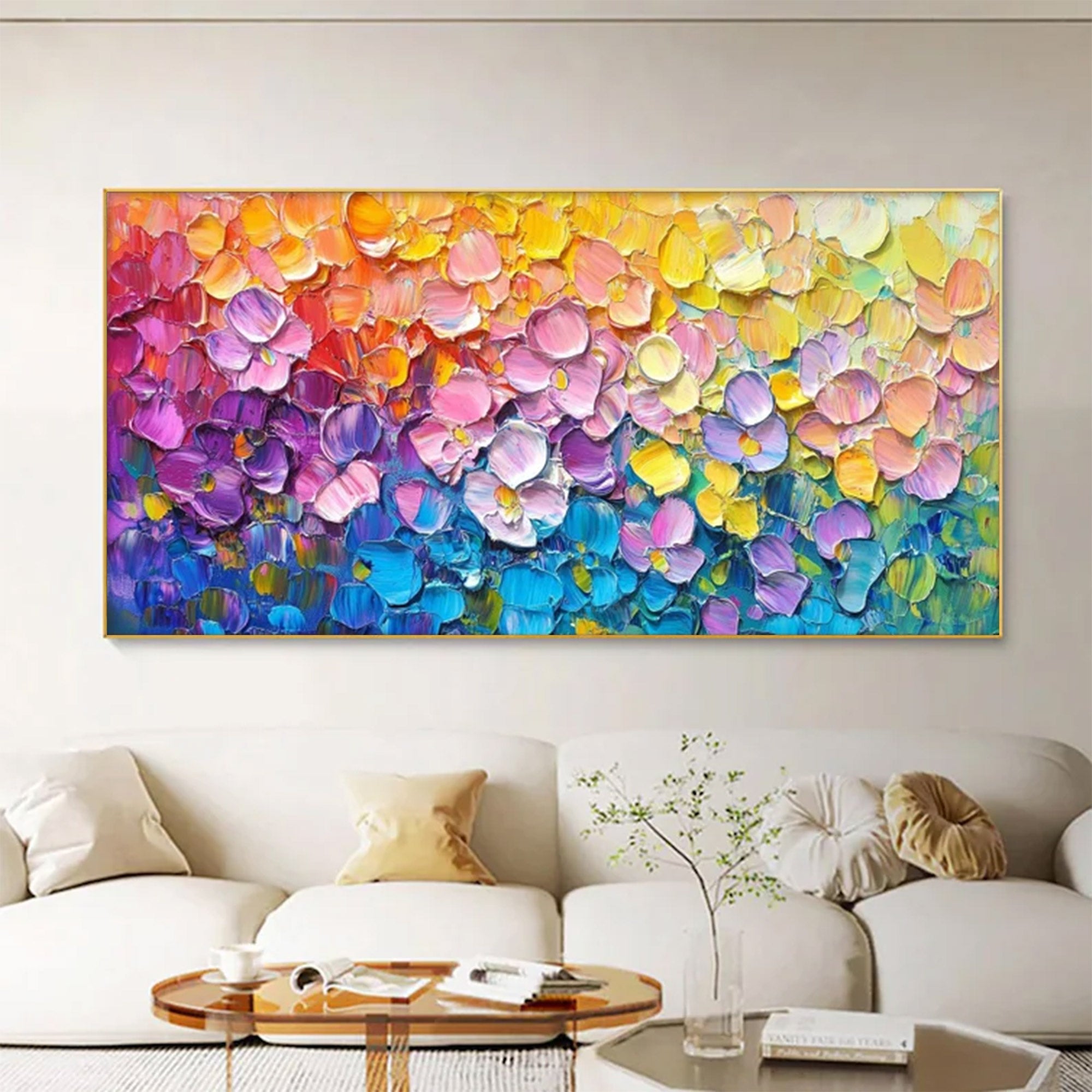 Large Modern Textured Floral Field Art | ArtvistaGallery  #WGA 039
