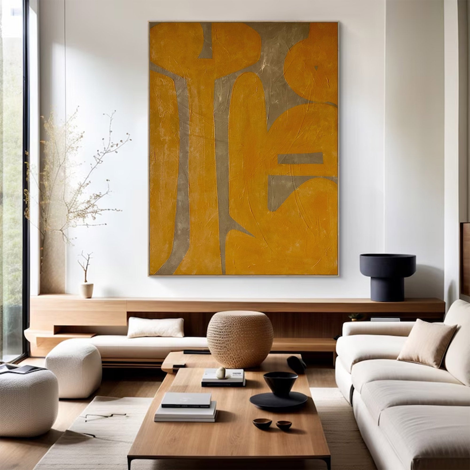 Oversized Yellow Abstract Wall Art | ArtvistaGallery  #WG 100
