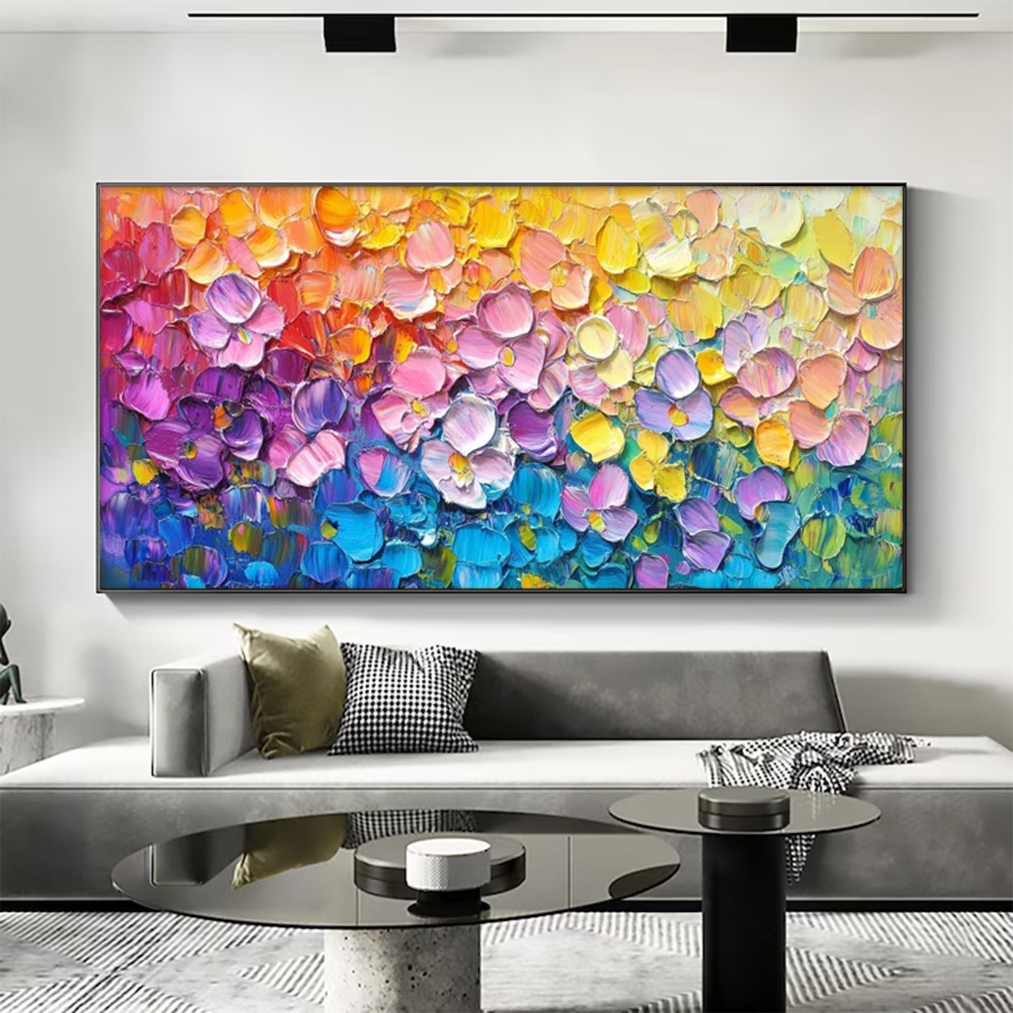 Large Modern Textured Floral Field Art | ArtvistaGallery  #WGA 039