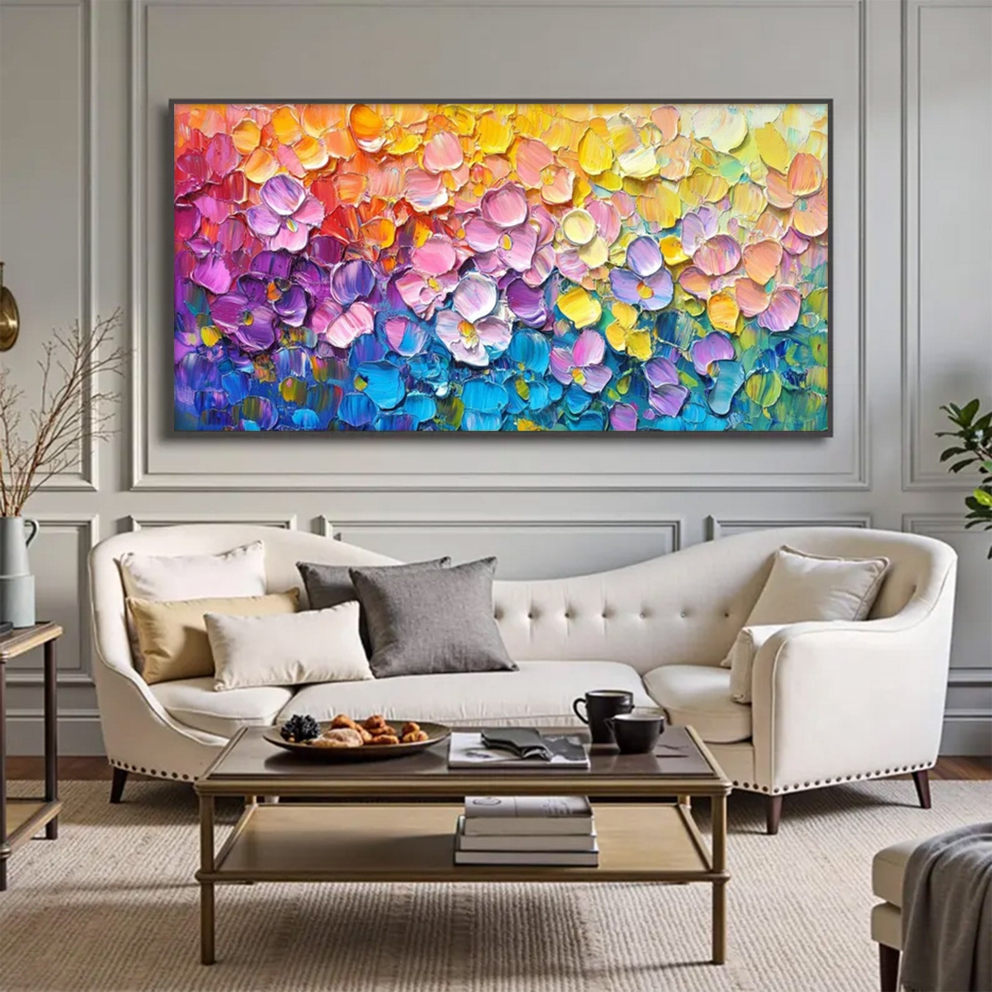 Large Modern Textured Floral Field Art | ArtvistaGallery  #WGA 039