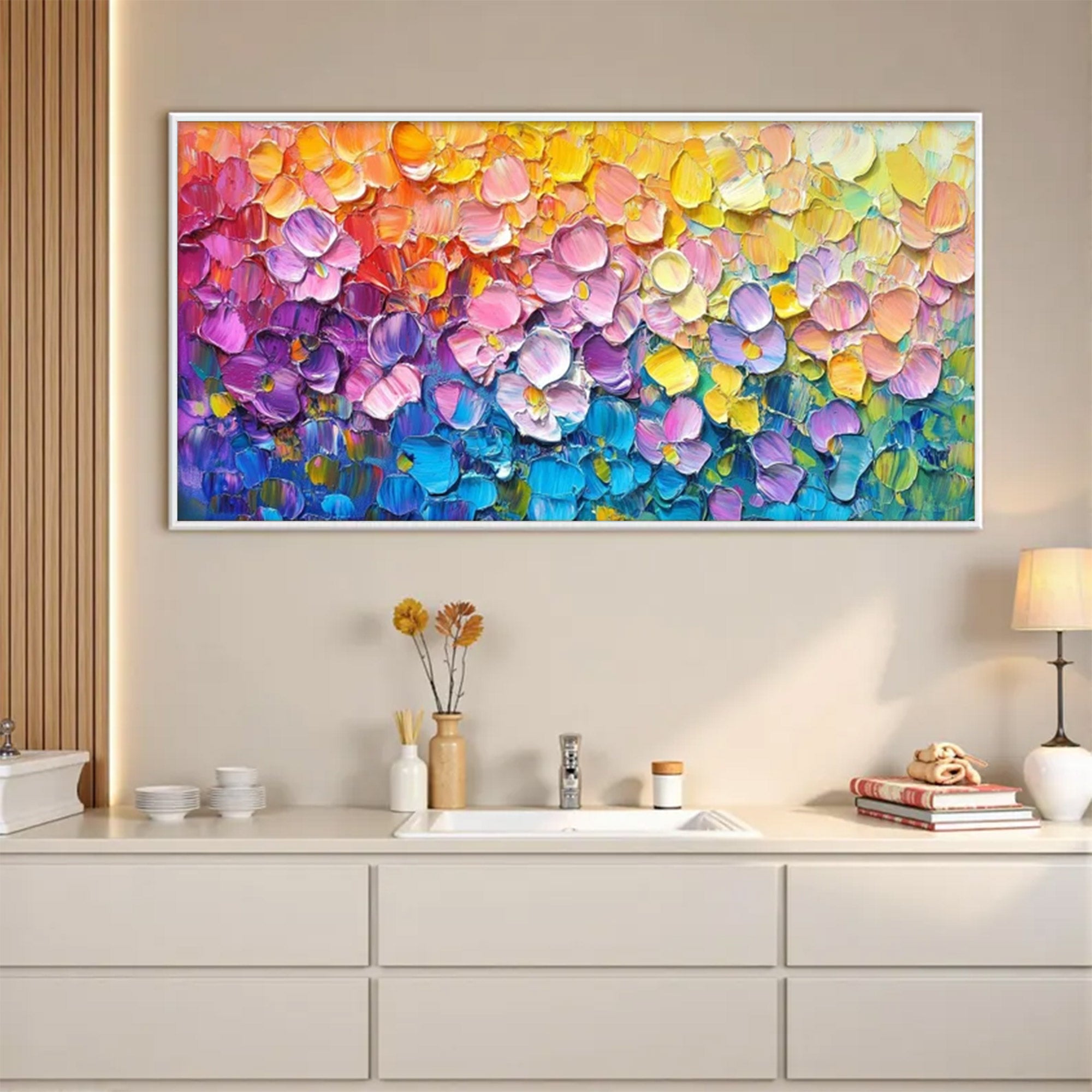 Large Modern Textured Floral Field Art | ArtvistaGallery  #WGA 039