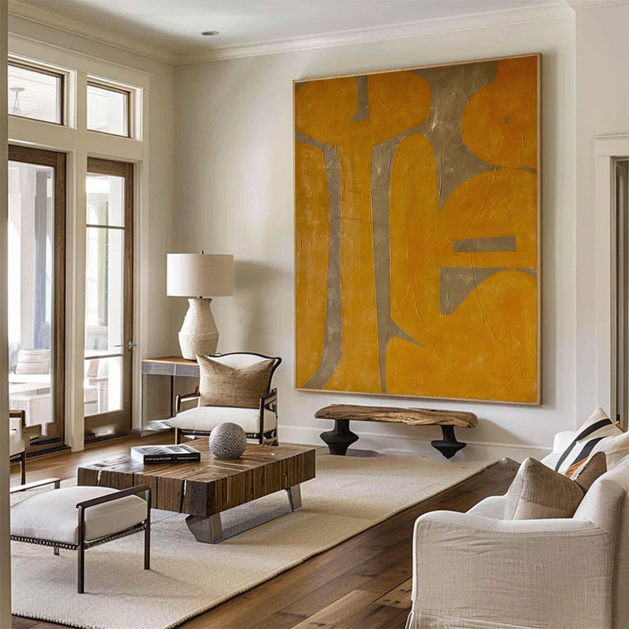 Oversized Yellow Abstract Wall Art | ArtvistaGallery  #WG 100